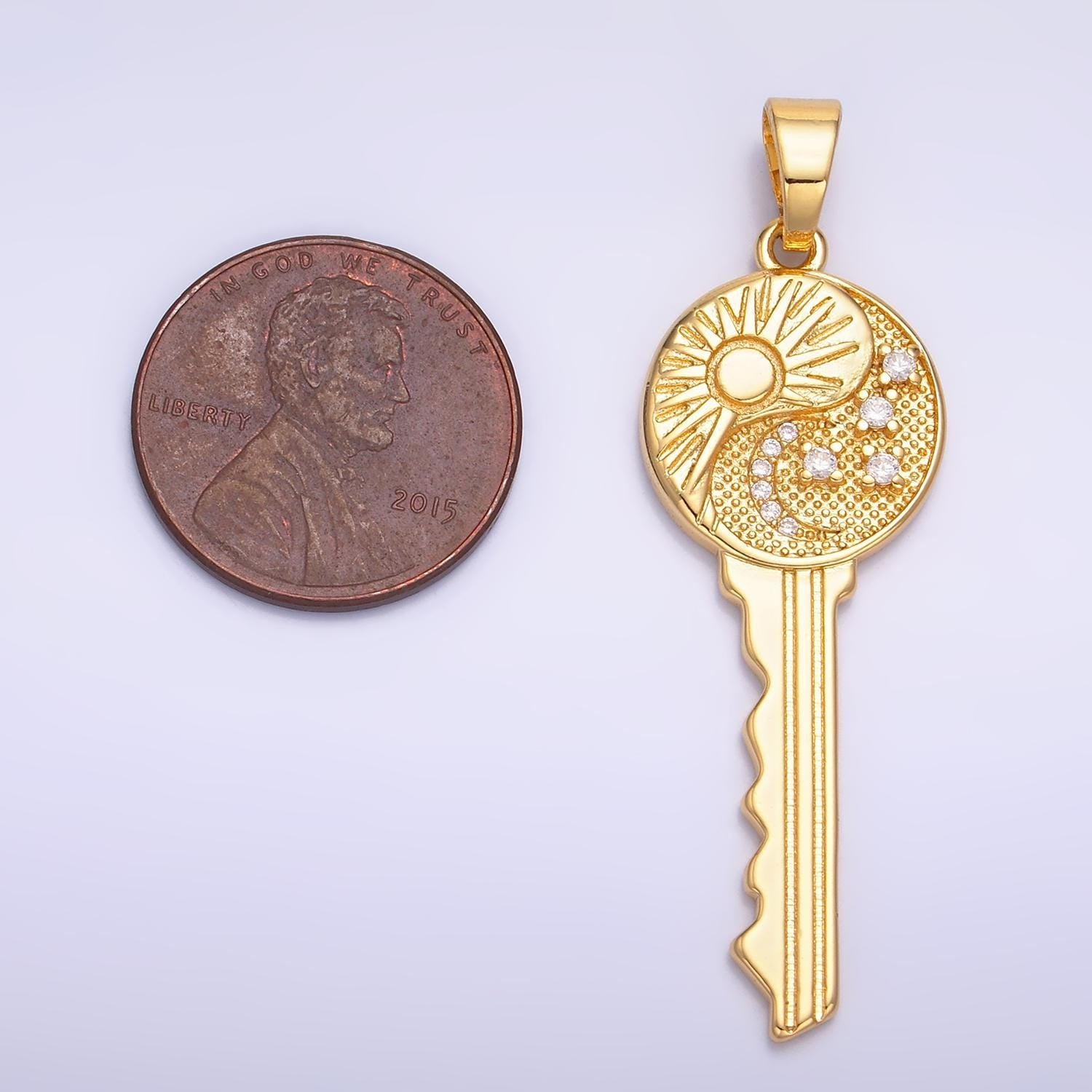 Dainty gold celestial key charm sun moon star pendant for diy jewelry aa1061