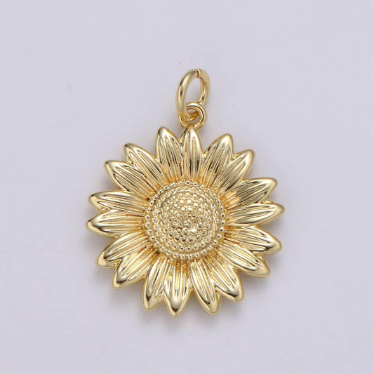 Dainty sunflower charm gold flower charm for bracelet earring necklace,gold sun flower charm for summer garden inspired, chgf-2103