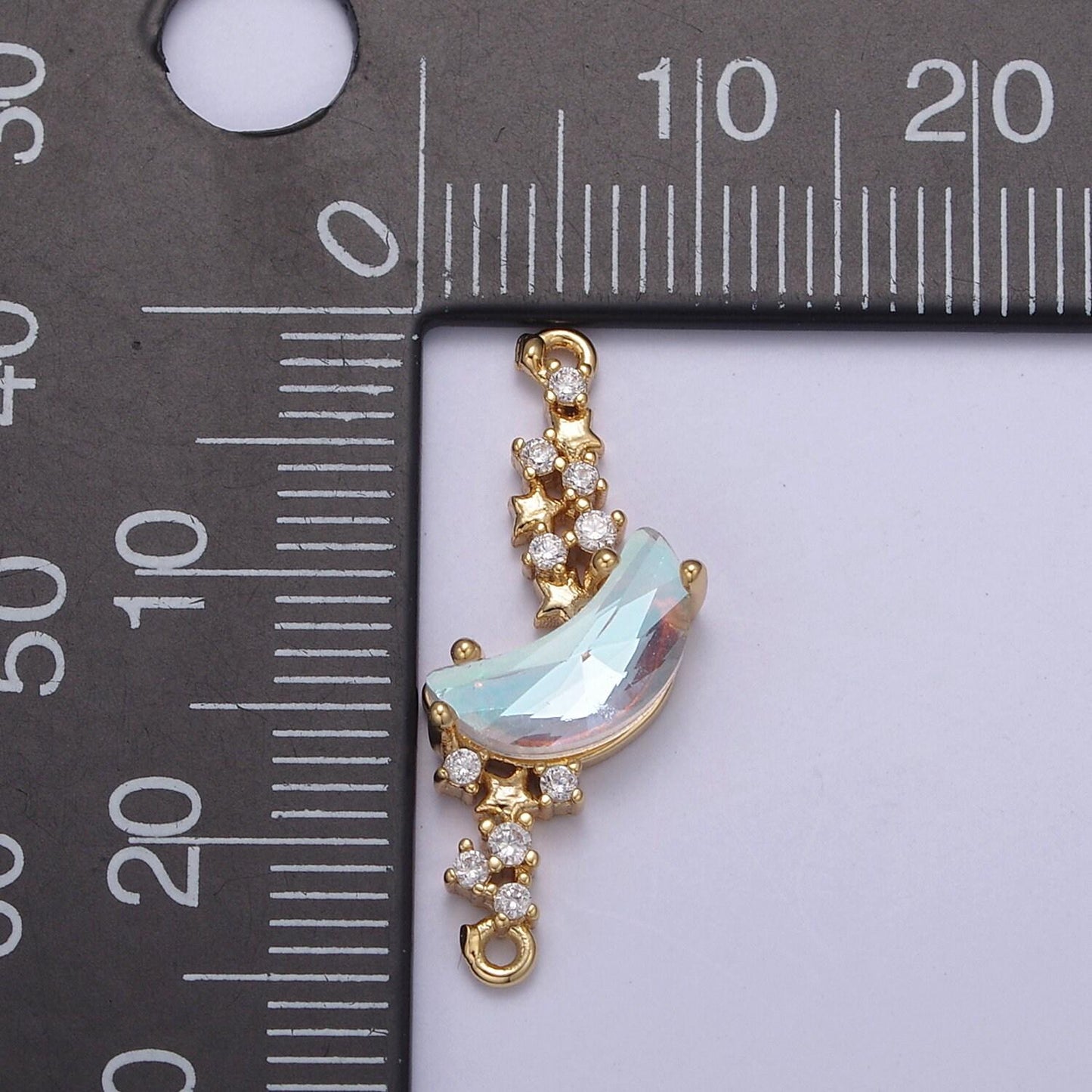 Crescent moon charm connector for celestial bracelet necklace component f-801