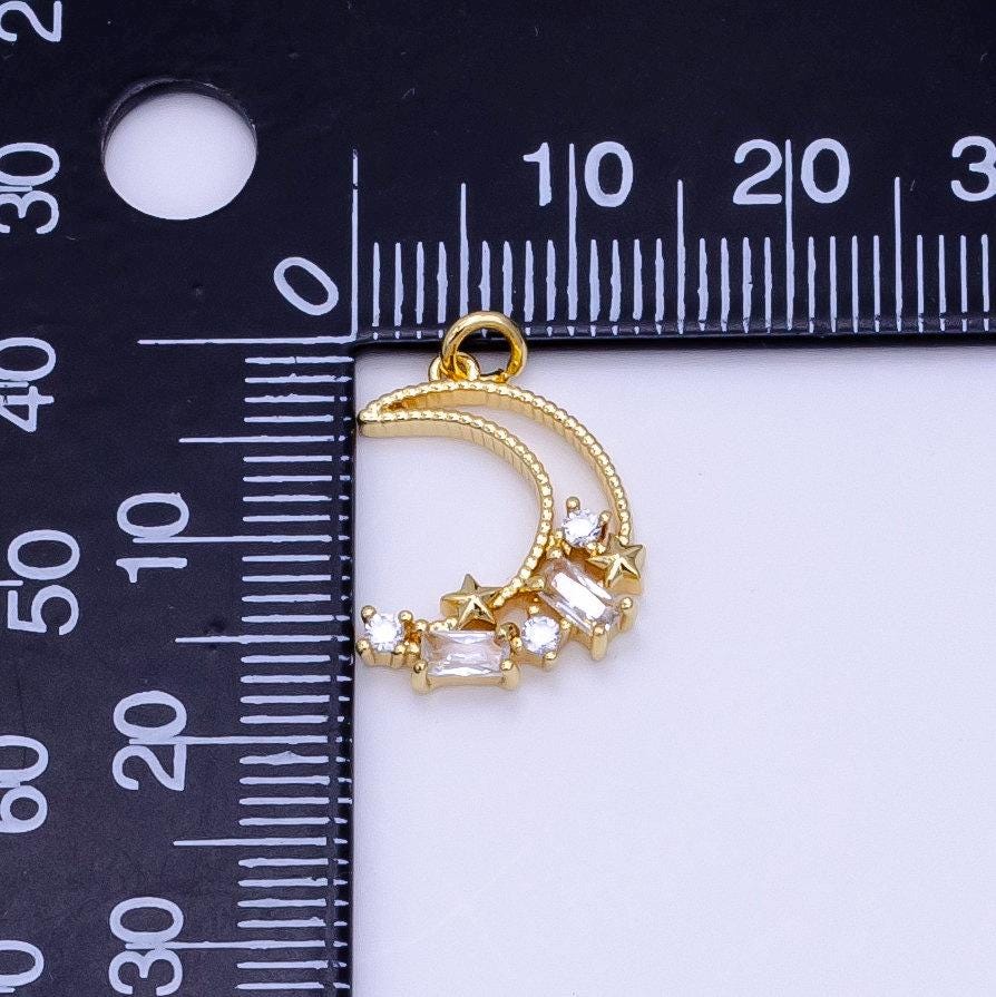 24k gold filled celestial charm open moon charm crescent moon star charm for minimalist jewelry design d037