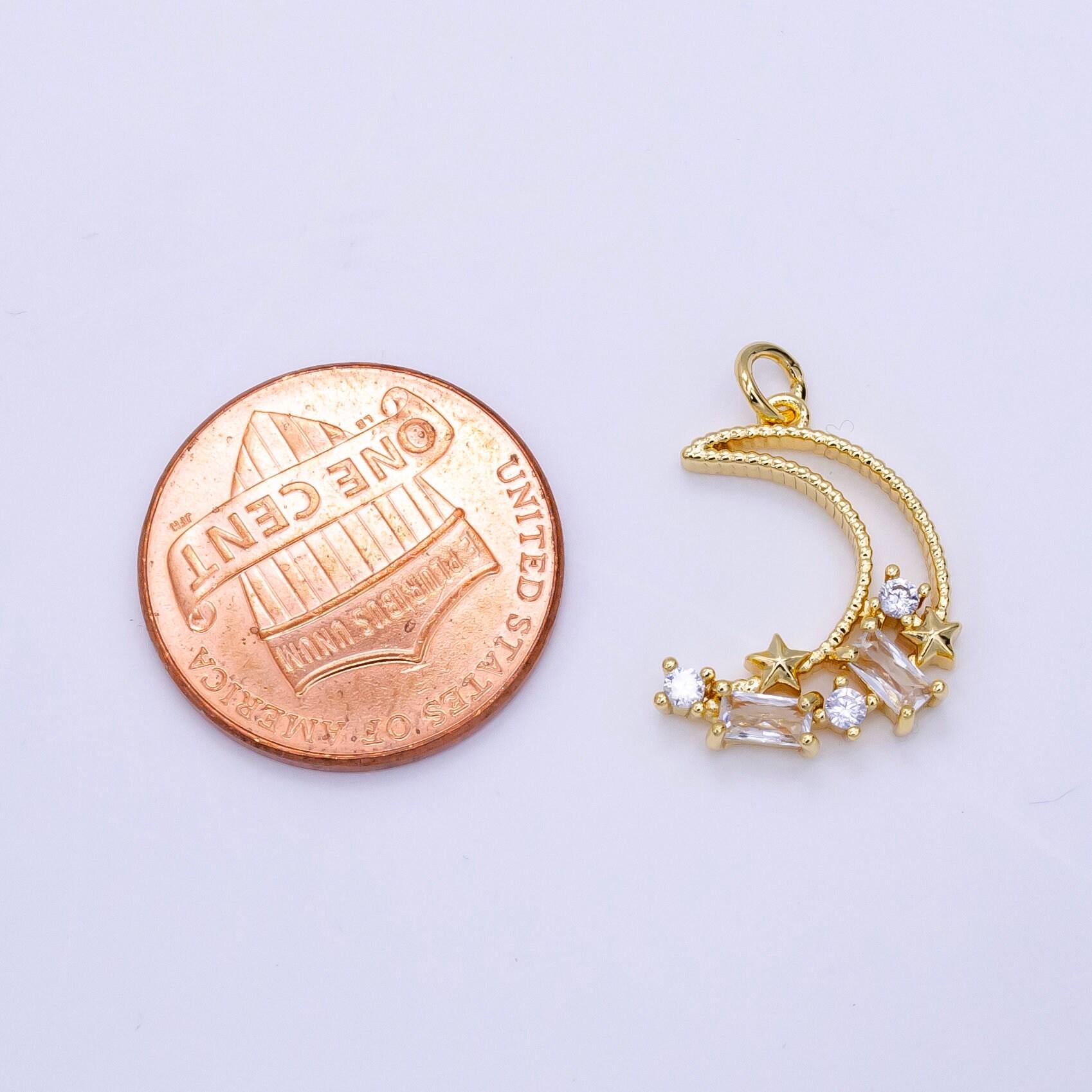 24k gold filled celestial charm open moon charm crescent moon star charm for minimalist jewelry design d037