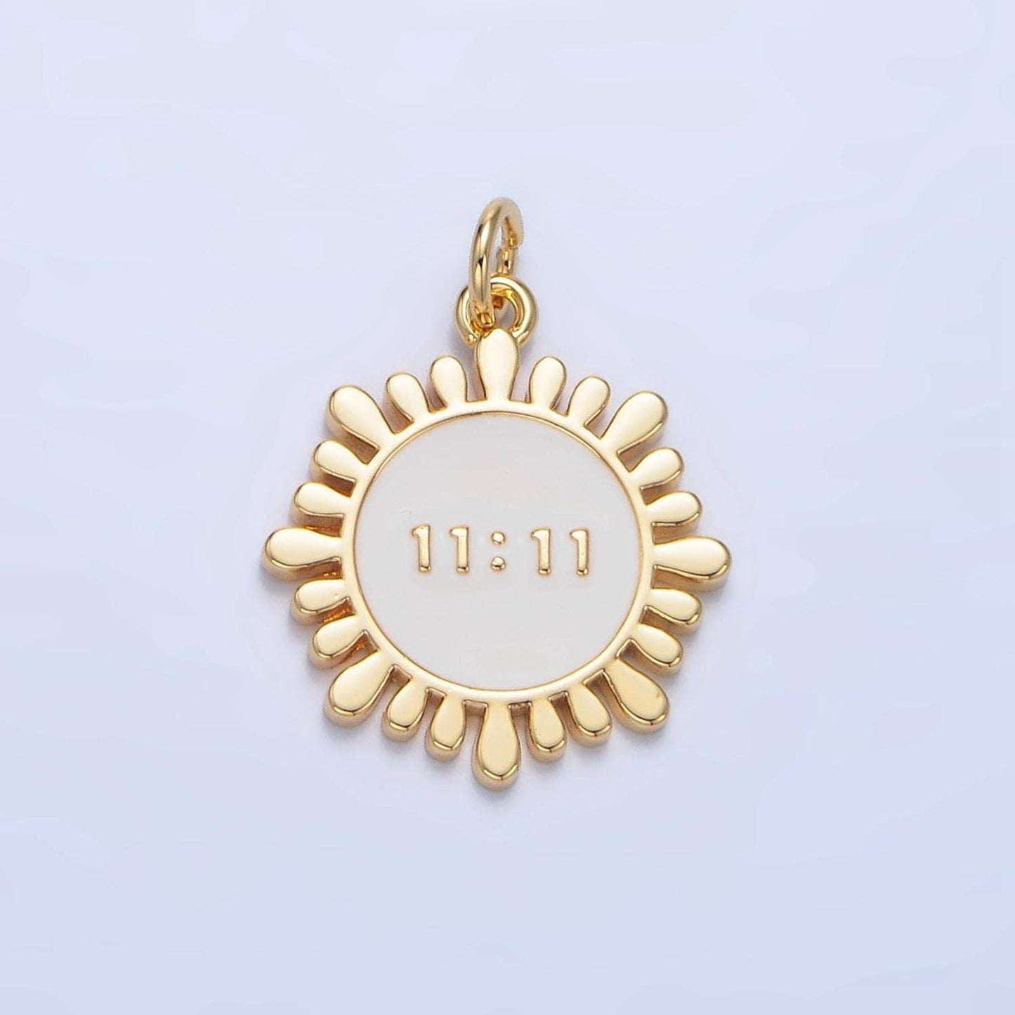 White '11:11' lucky angel number 24k gold filled charm | x-837