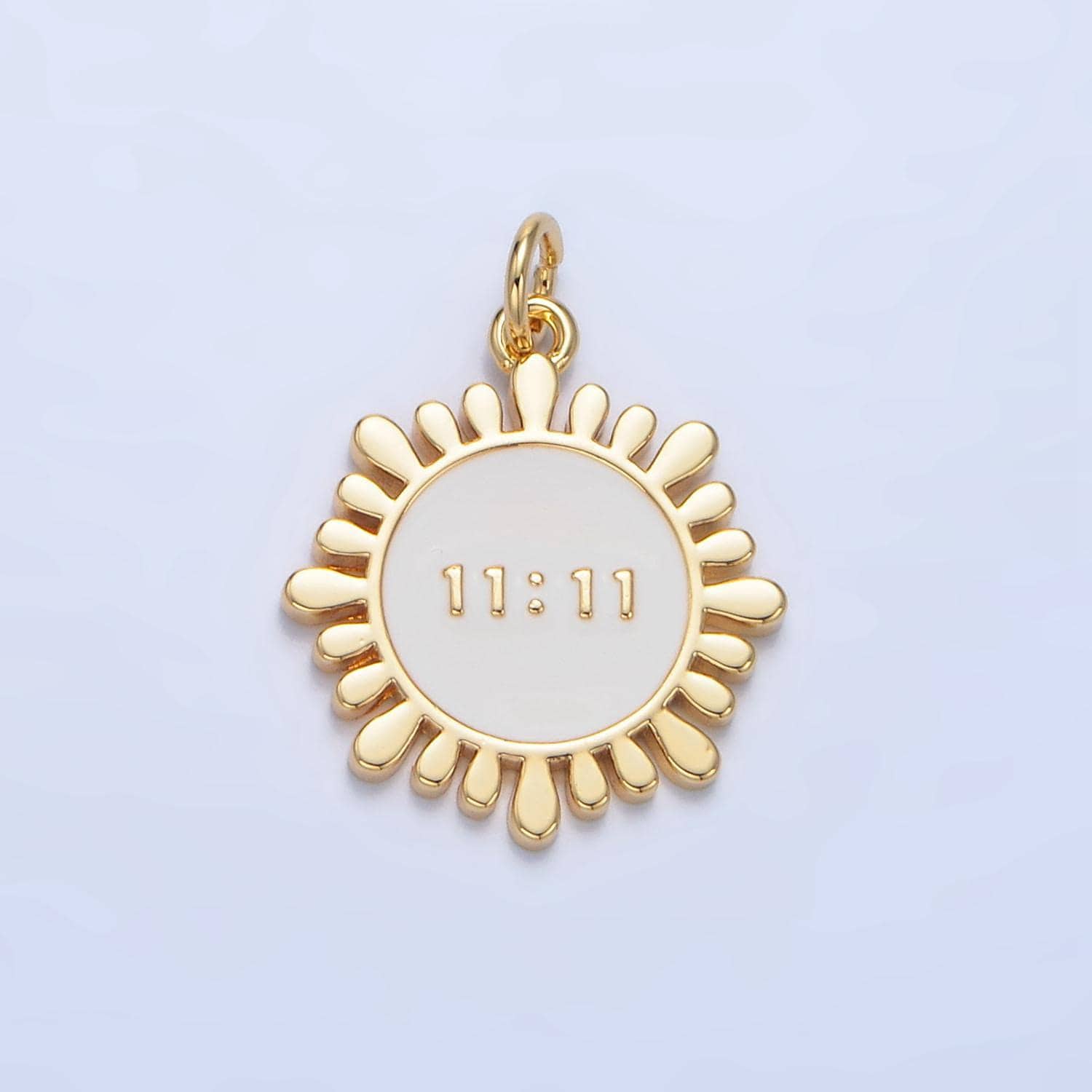 White '11:11' lucky angel number 24k gold filled charm | x-837