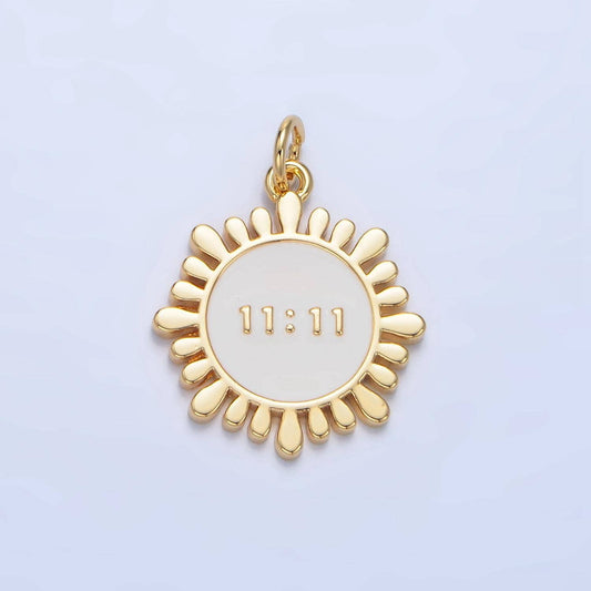 White '11:11' lucky angel number 24k gold filled charm | x-837