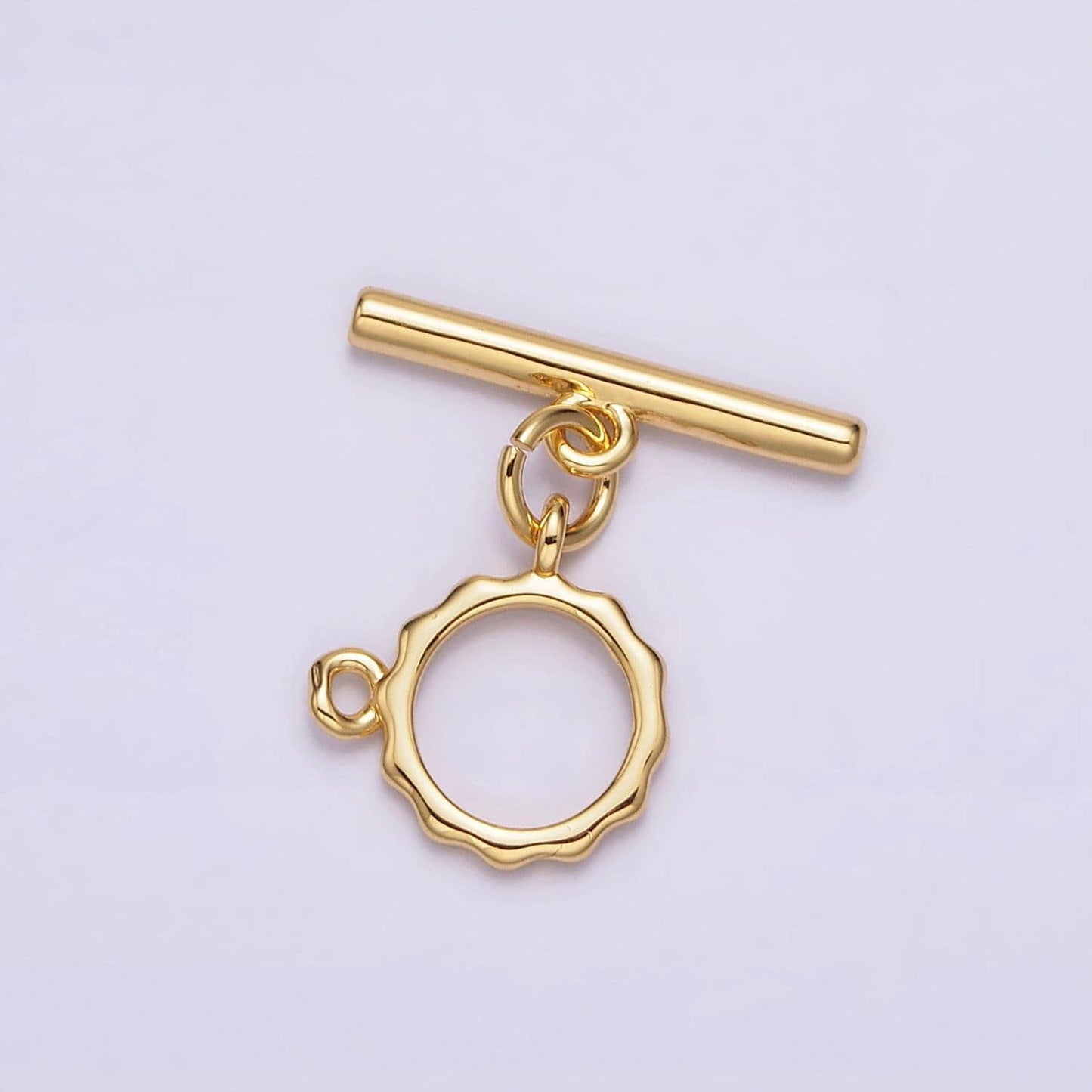 Dainty gold toggle clasp, gold round ot clasp fancy design with link for charm bulk supply for bracelet necklace component z-445