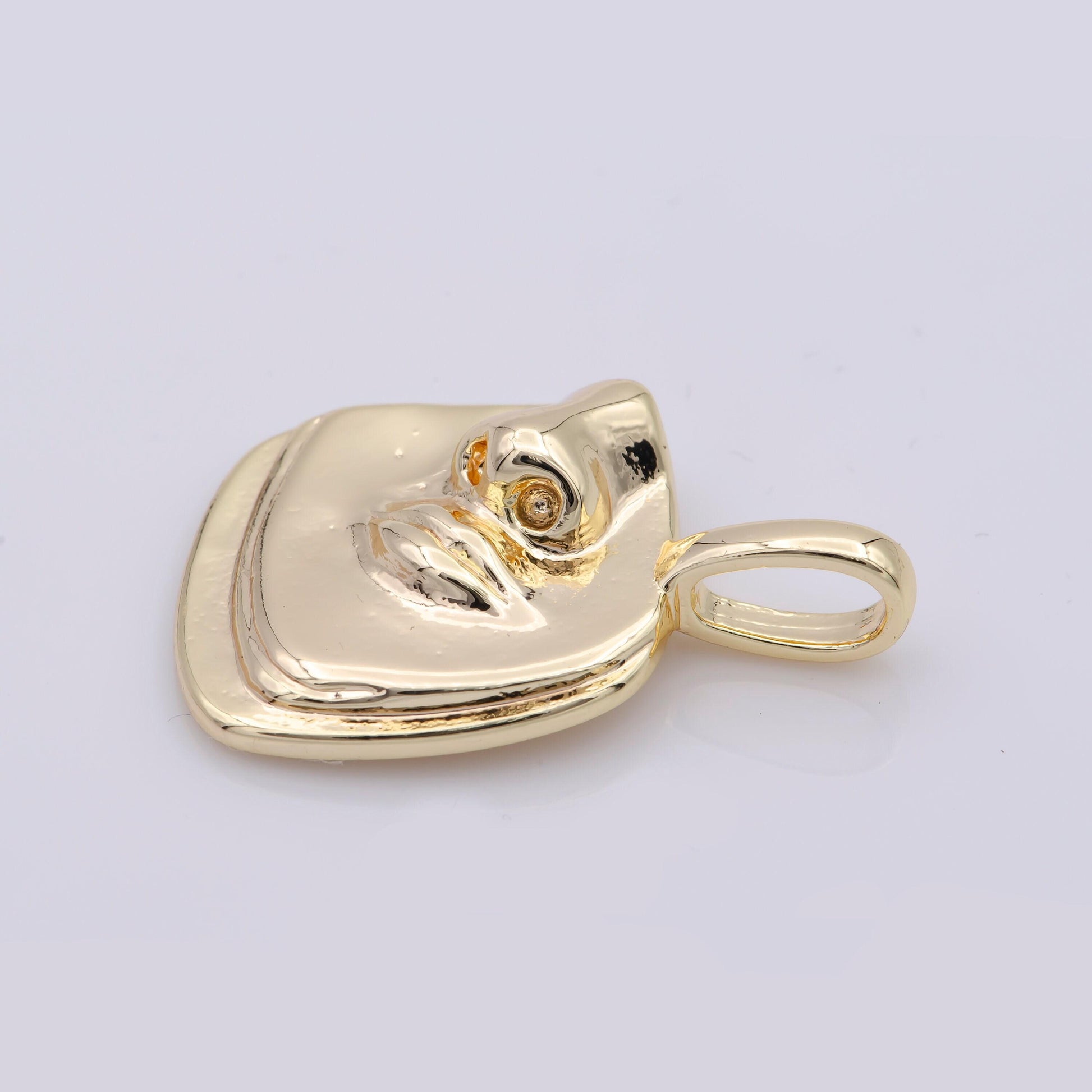 14k gold filled face portrait cameo woman charm | j925