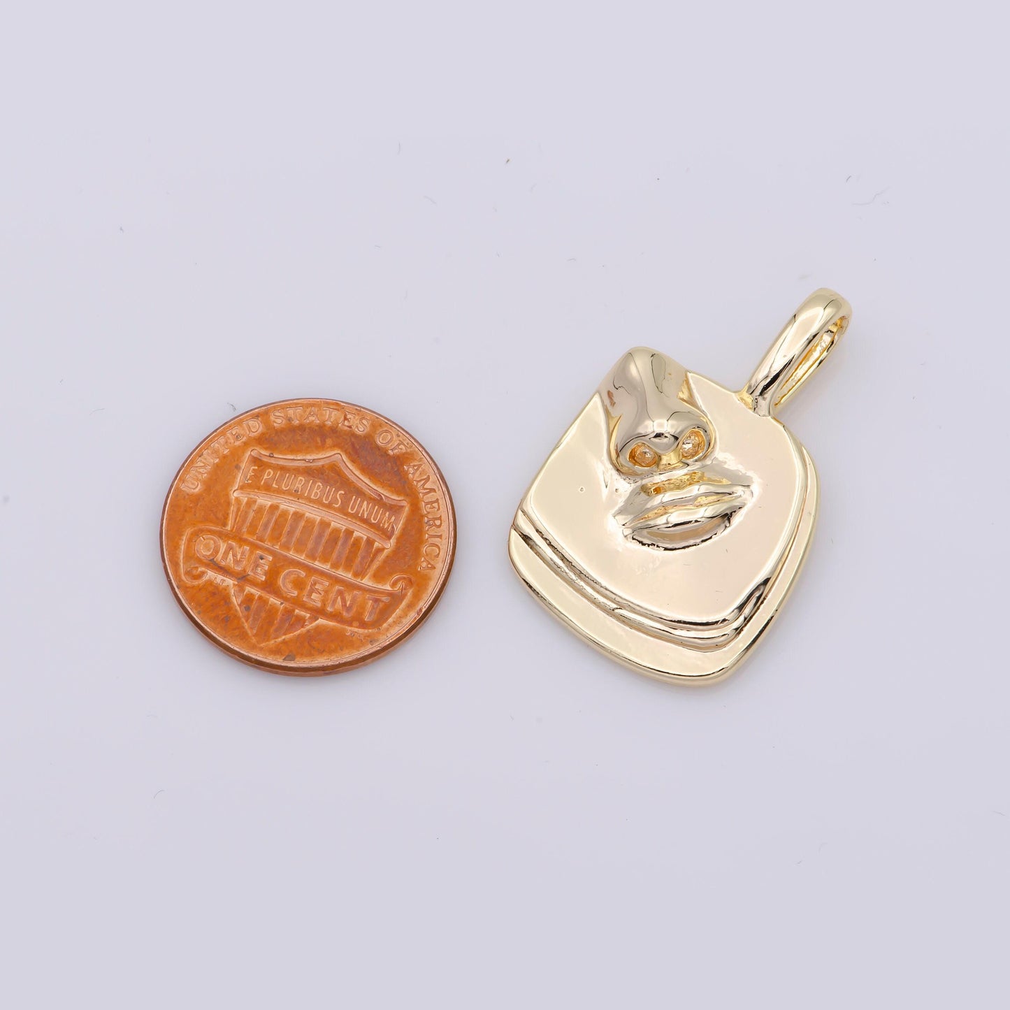 14k gold filled face portrait cameo woman charm | j925