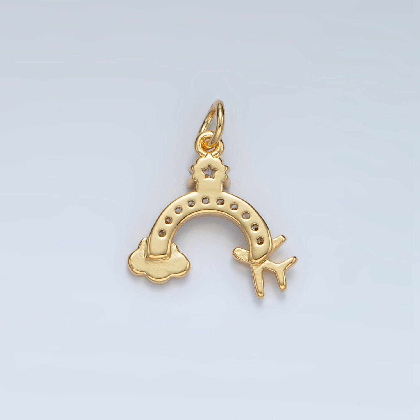 24k gold filled rainbow charm flying airplane traveling add-on charm | ag854