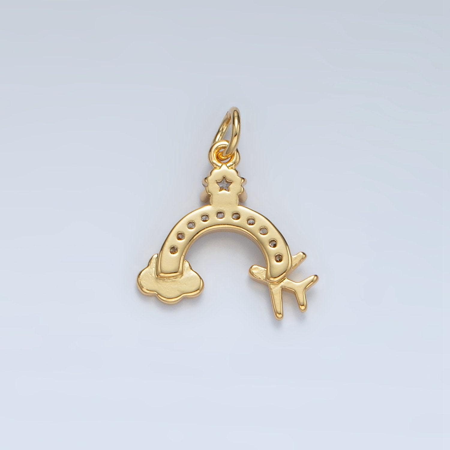 24k gold filled rainbow charm flying airplane traveling add-on charm | ag854