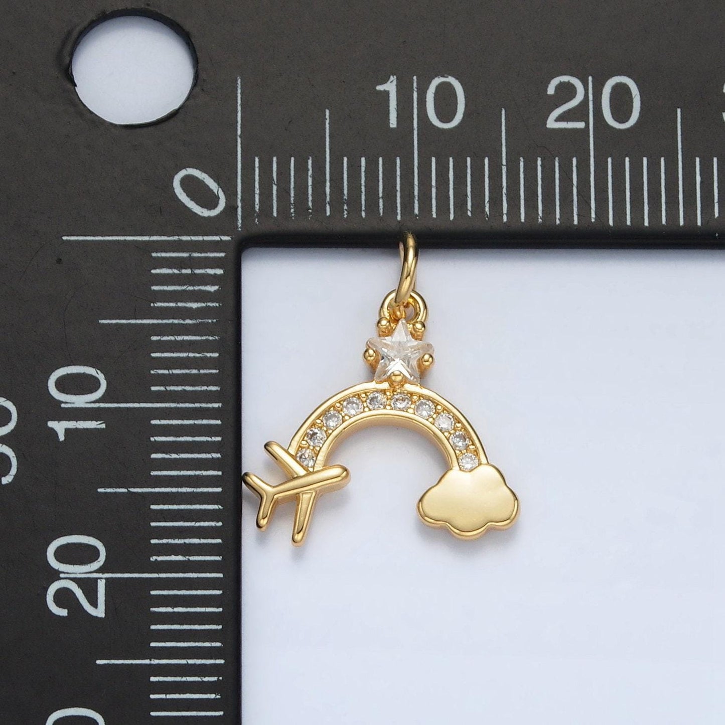24k gold filled rainbow charm flying airplane traveling add-on charm | ag854
