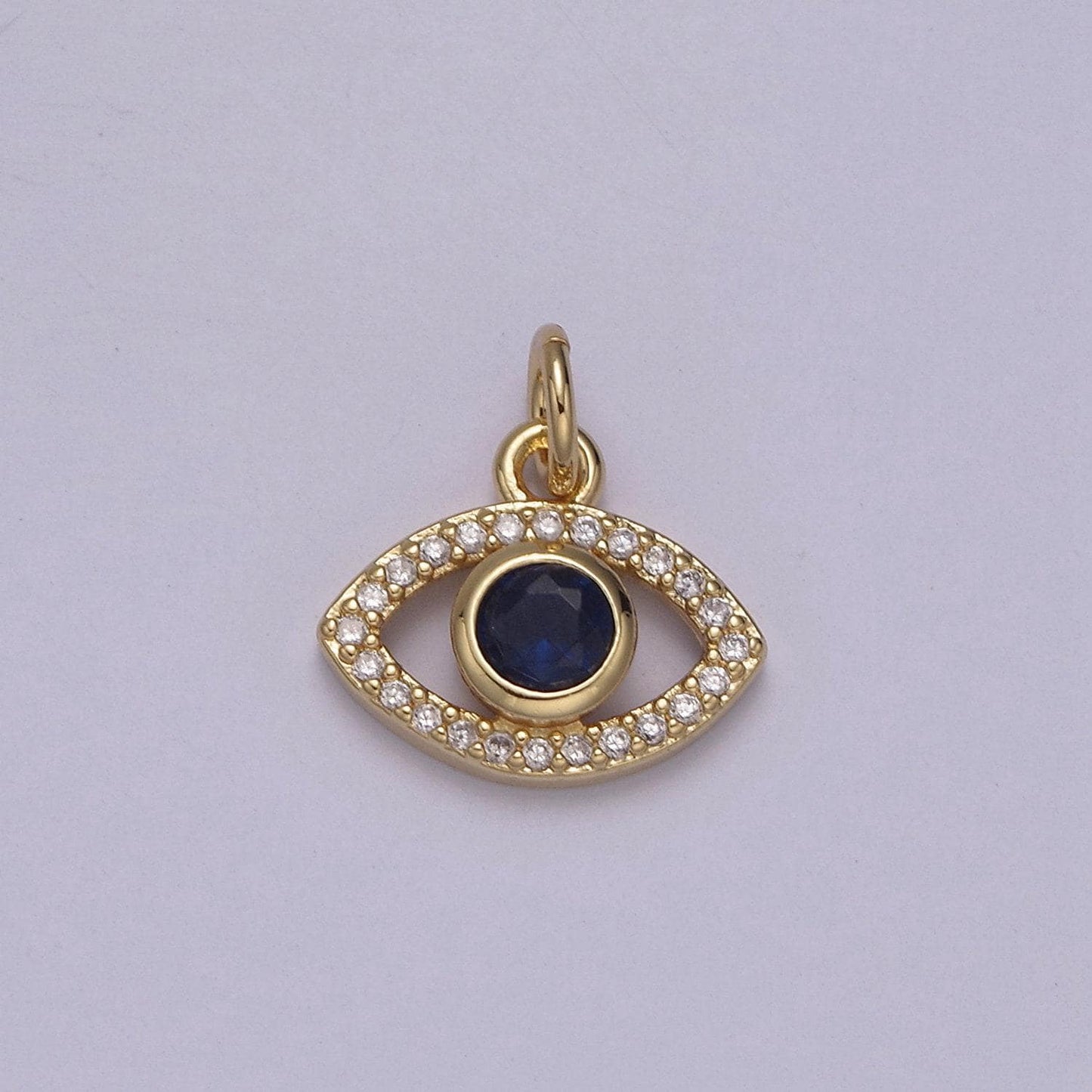 Dainty gold evil eye charm, micro pave blue evil eye pendant mini charm for diy add on bracelet earring minimalist necklace | n-917