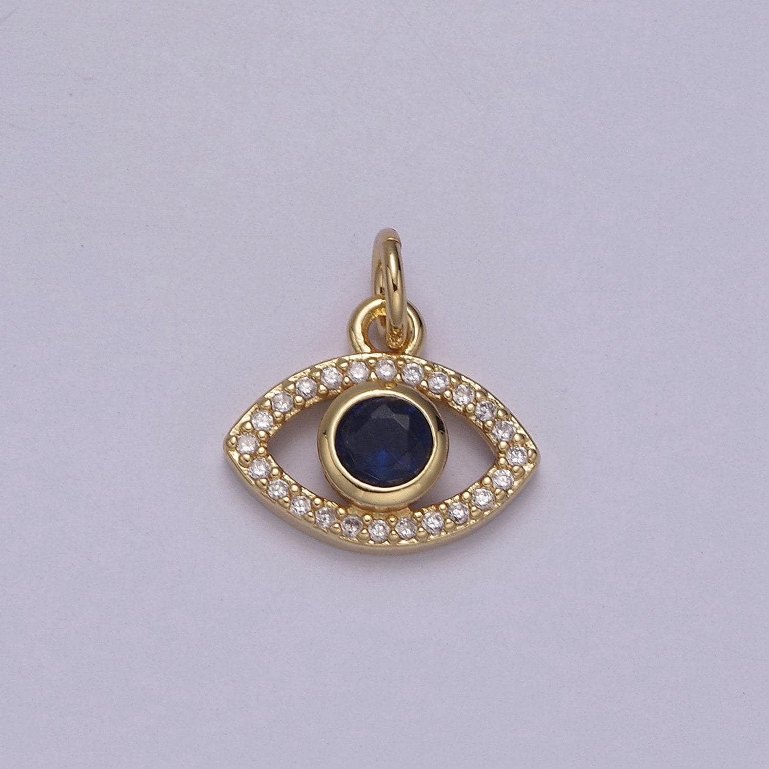 Dainty gold evil eye charm, micro pave blue evil eye pendant mini charm for diy add on bracelet earring minimalist necklace | n-917