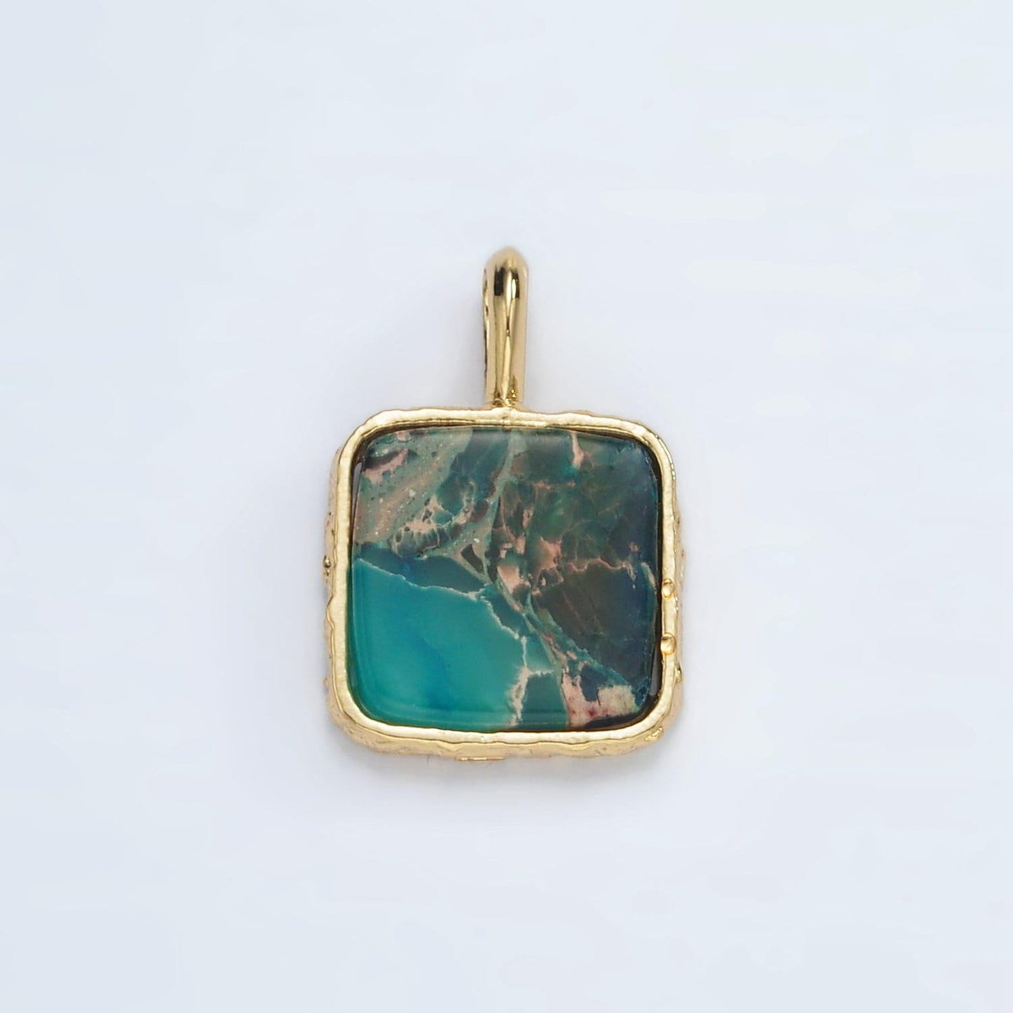 24k gold filled 18mm square natural gemstone pendant | aa1358-aa1364