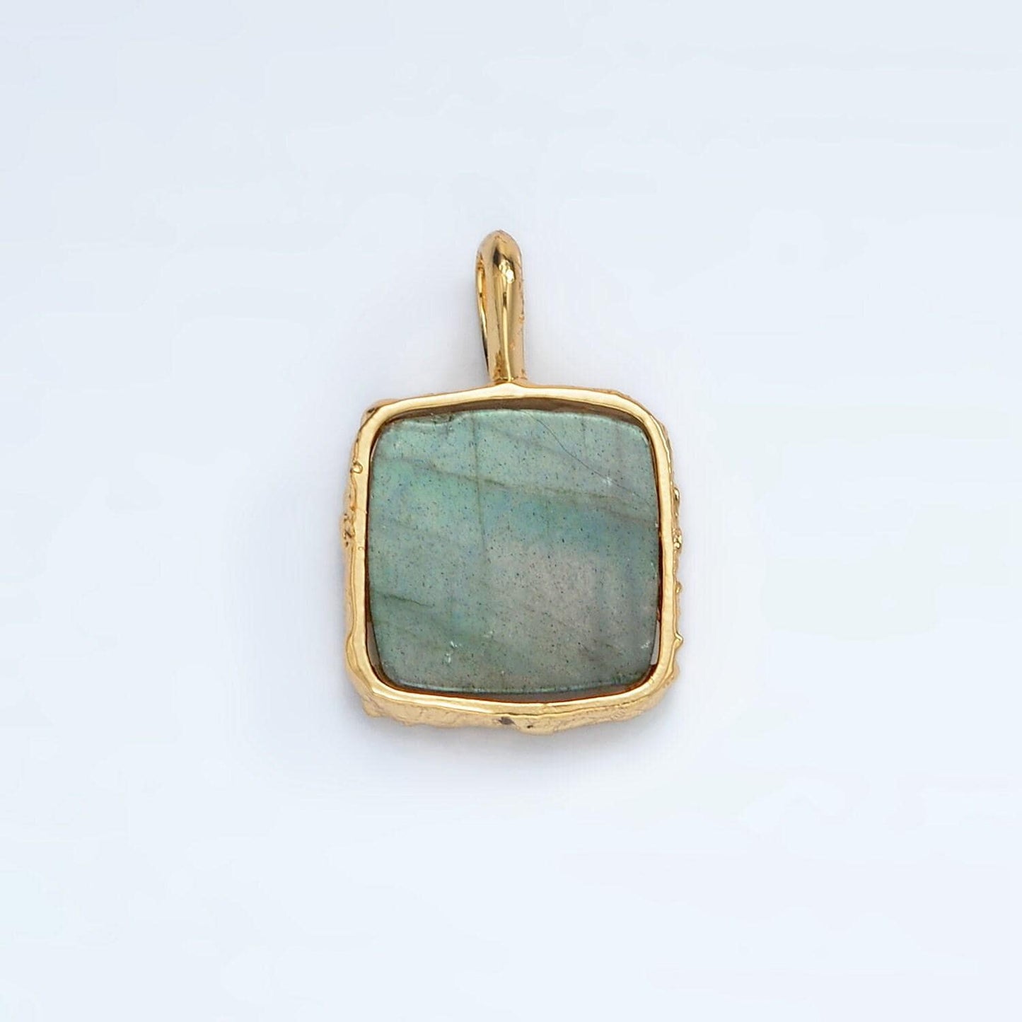24k gold filled 18mm square natural gemstone pendant | aa1358-aa1364