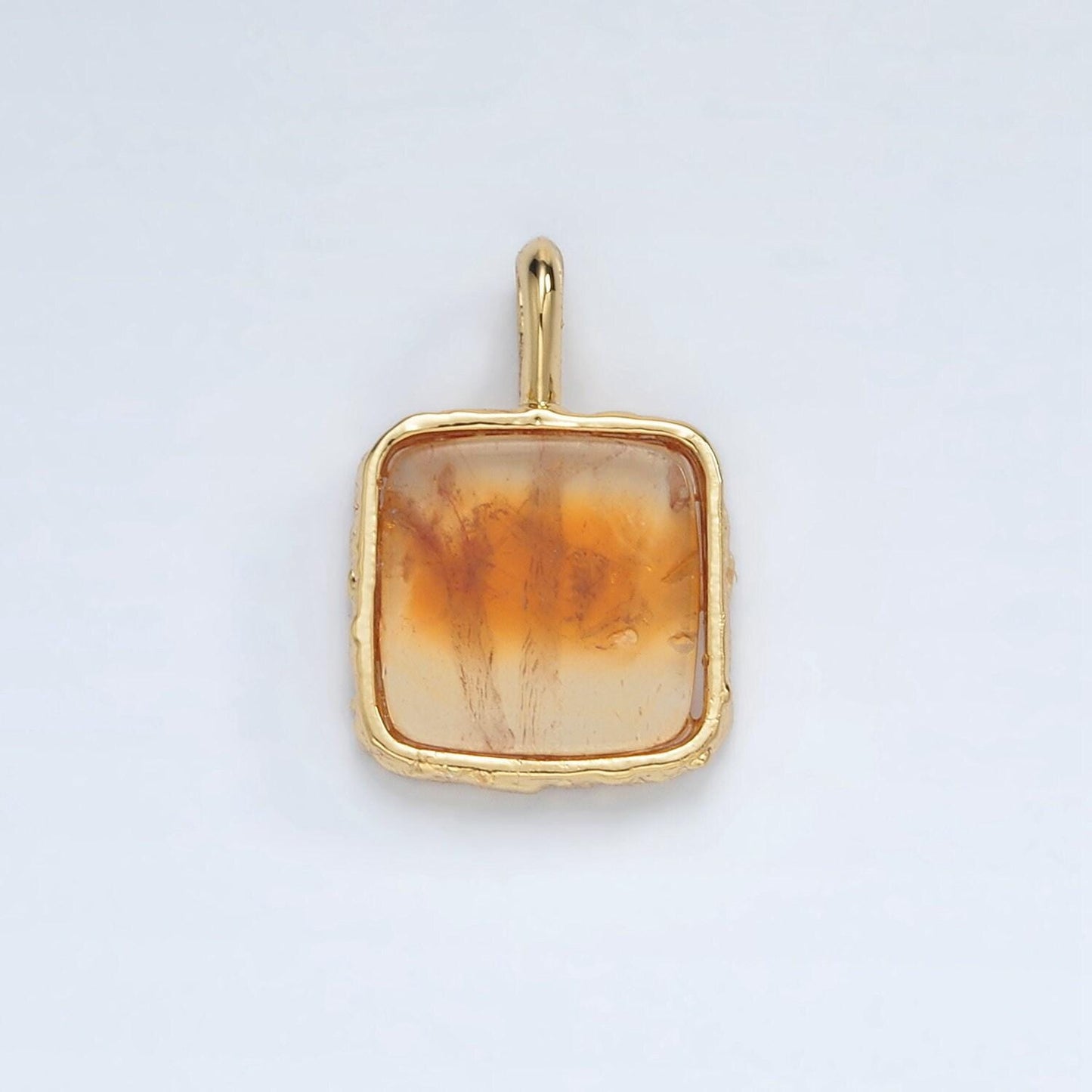 24k gold filled 18mm square natural gemstone pendant | aa1358-aa1364