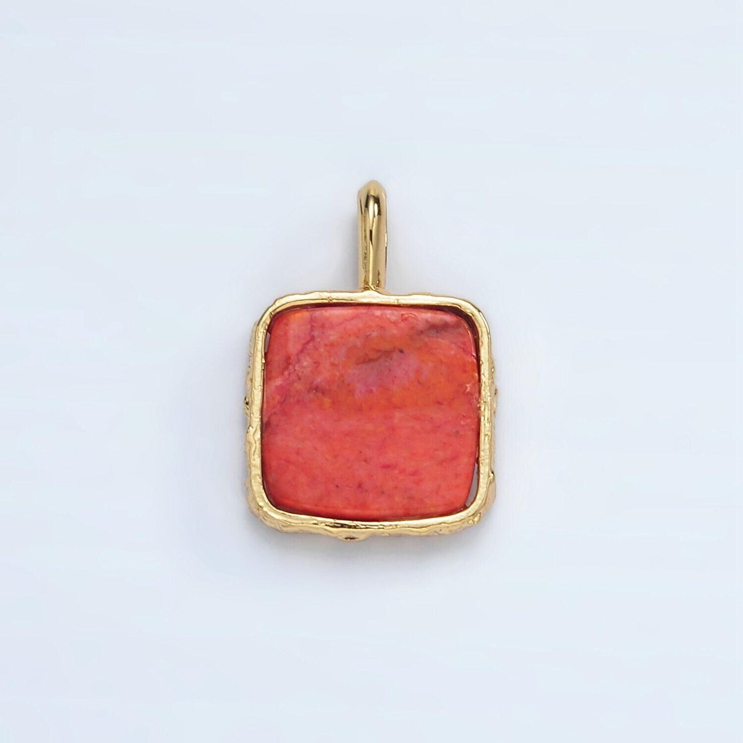 24k gold filled 18mm square natural gemstone pendant | aa1358-aa1364