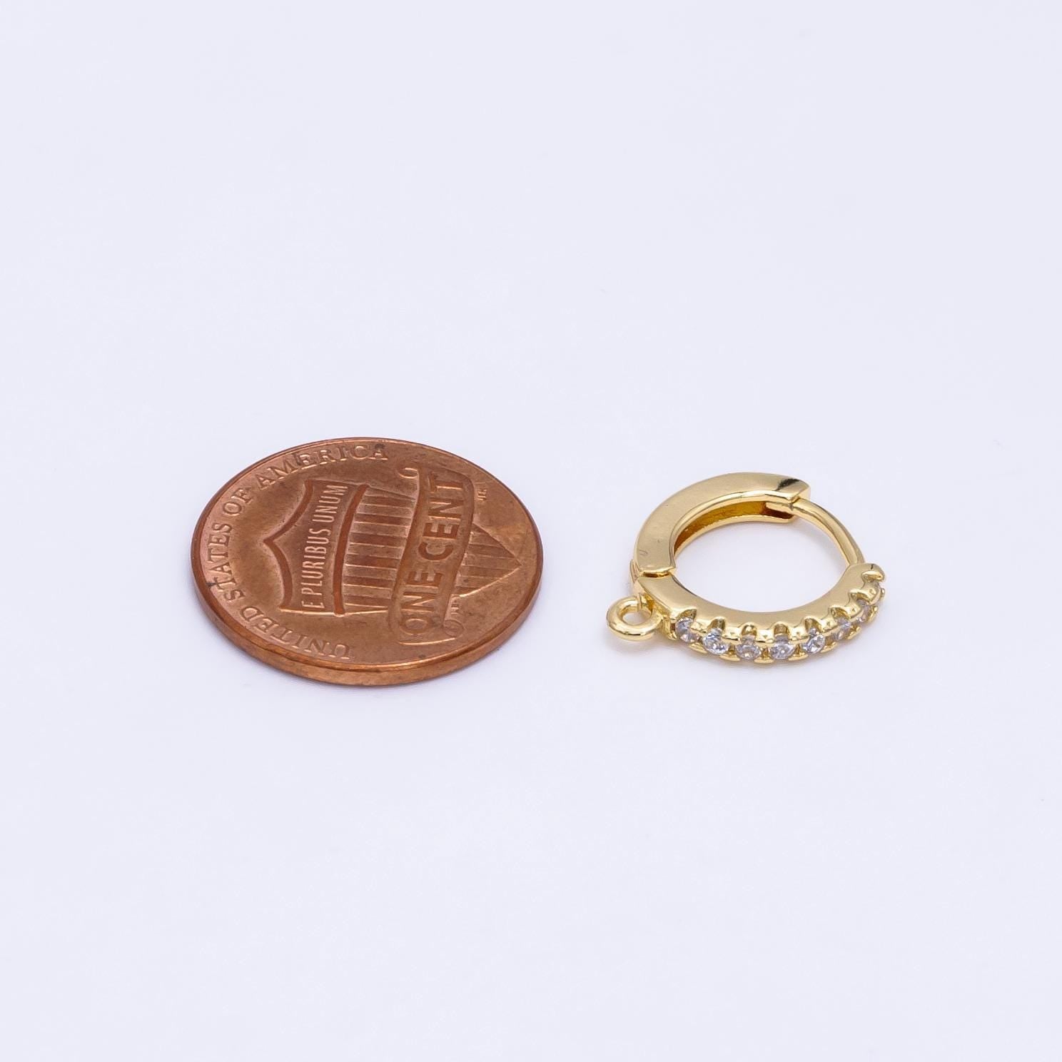 Gold filled clear cubic one touch w/ open link, lead nickel free lever back earring making component cz hoop, k-578