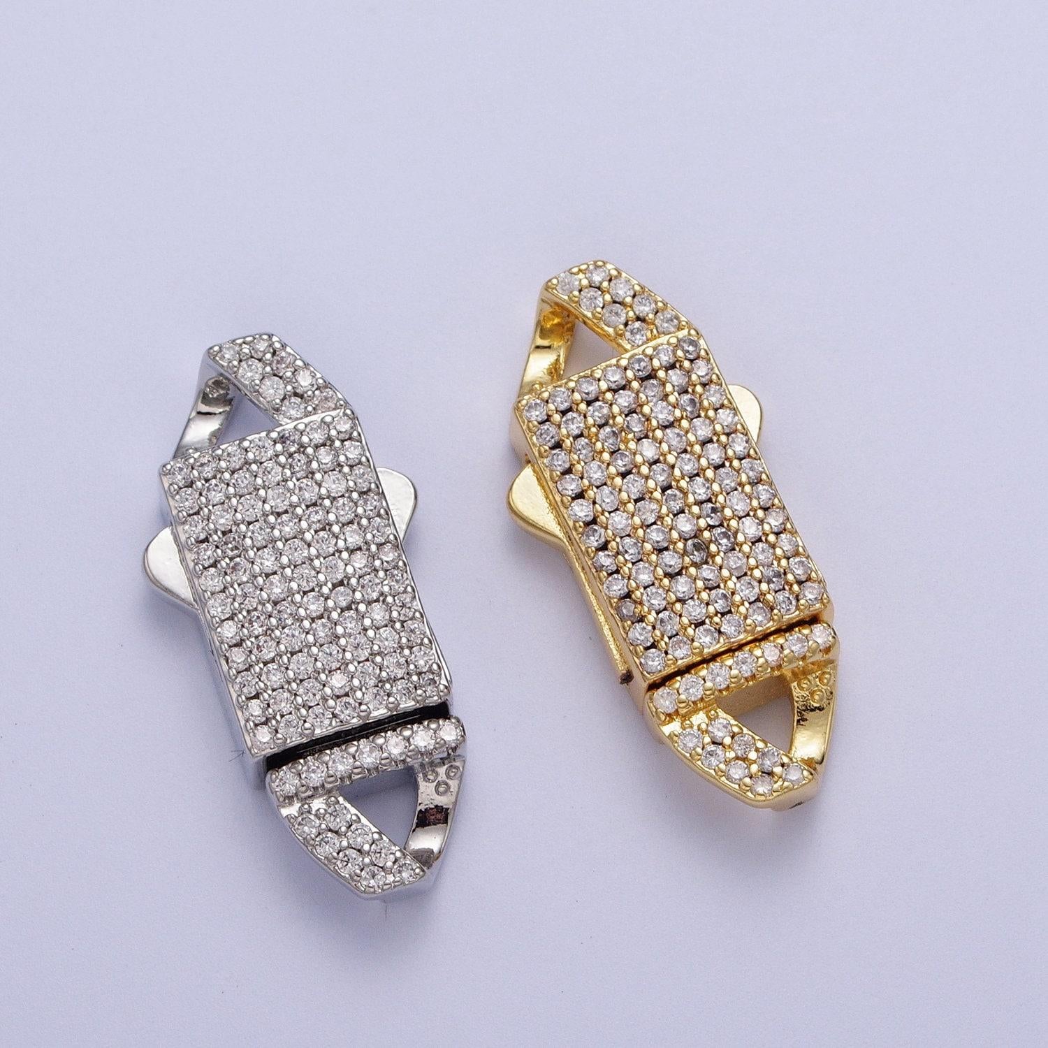 Gold full pave cz box buckle clasp for bracelet making k-100 k-105