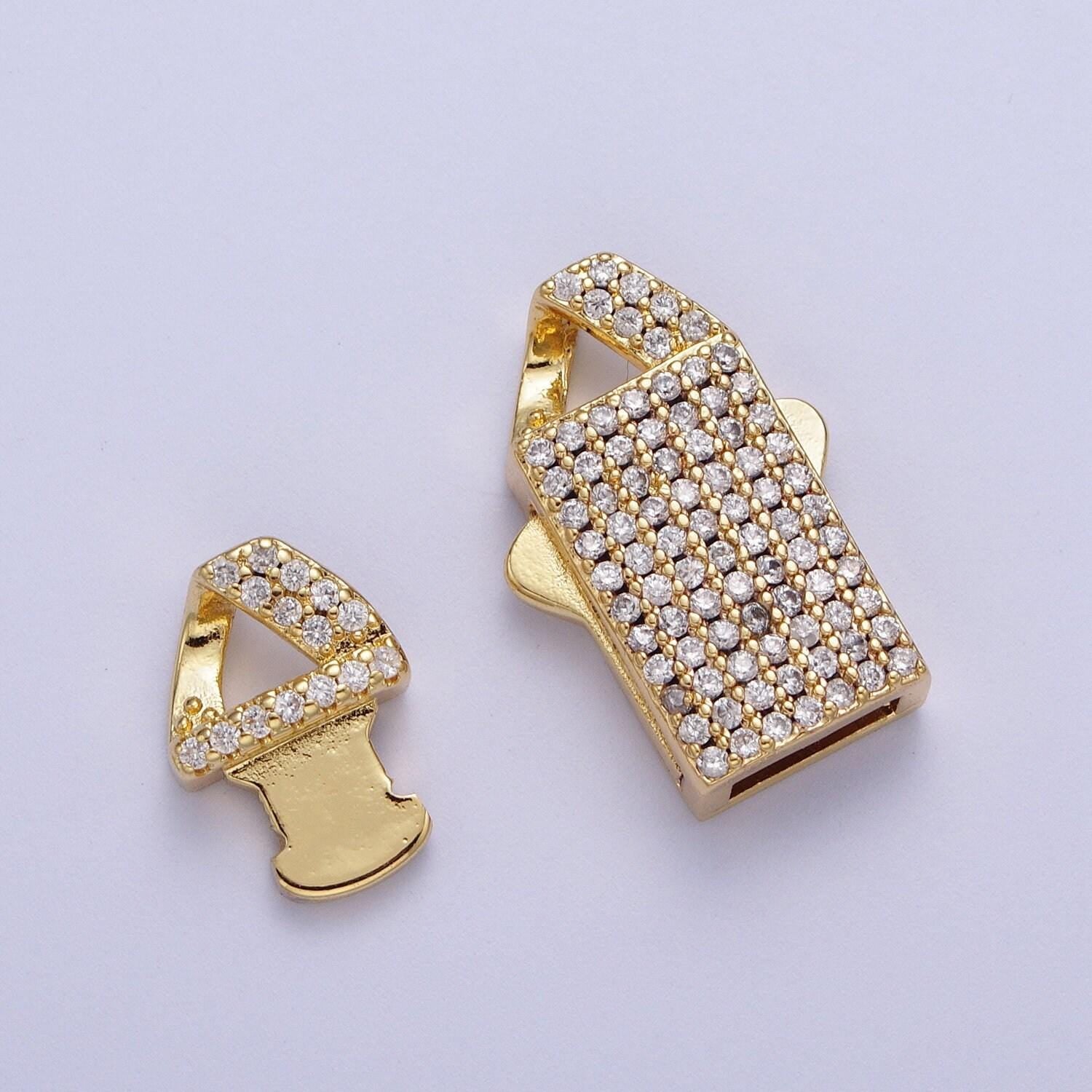 Gold full pave cz box buckle clasp for bracelet making k-100 k-105