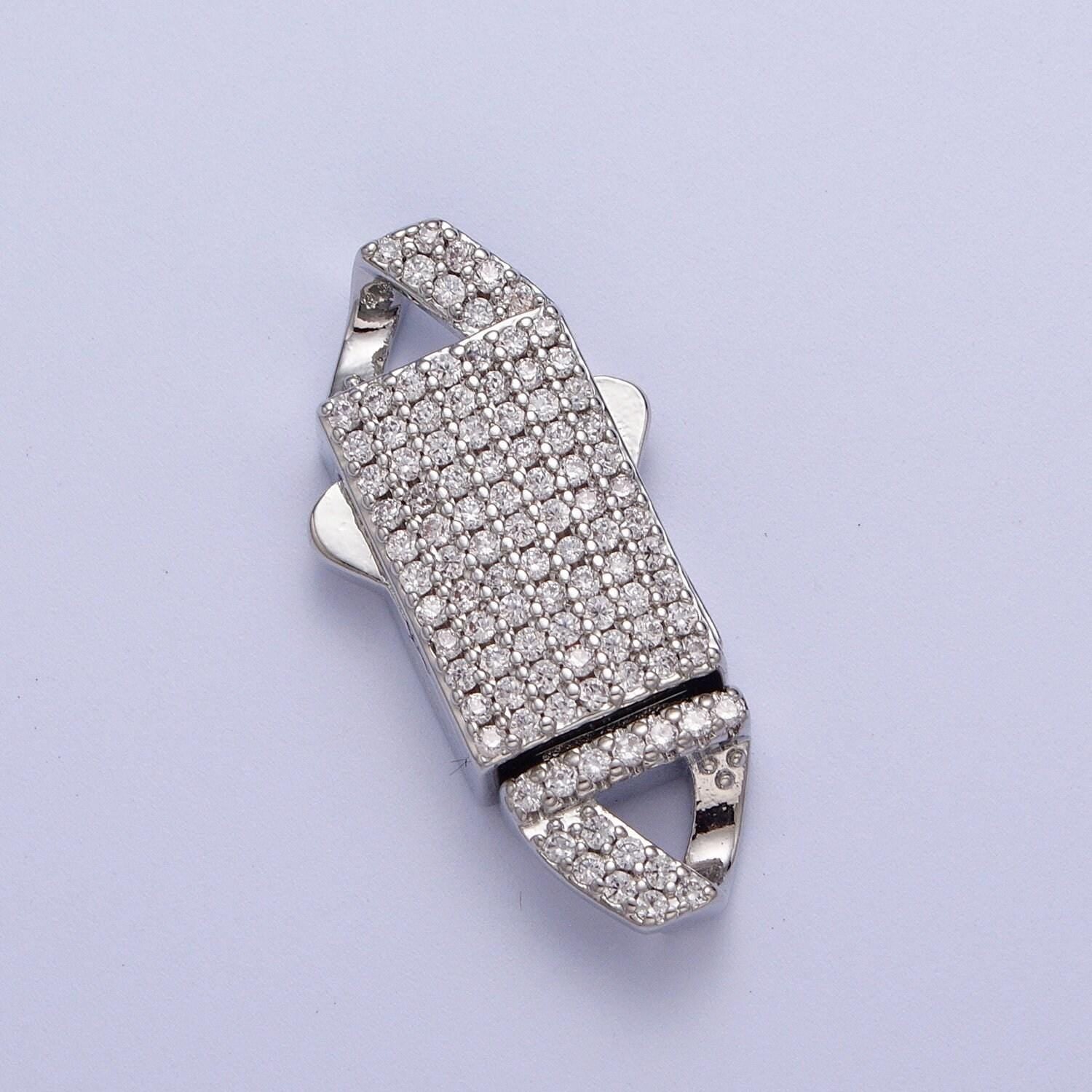 Gold full pave cz box buckle clasp for bracelet making k-100 k-105