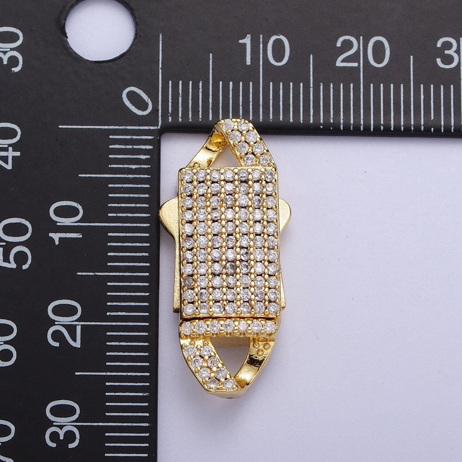 Gold full pave cz box buckle clasp for bracelet making k-100 k-105