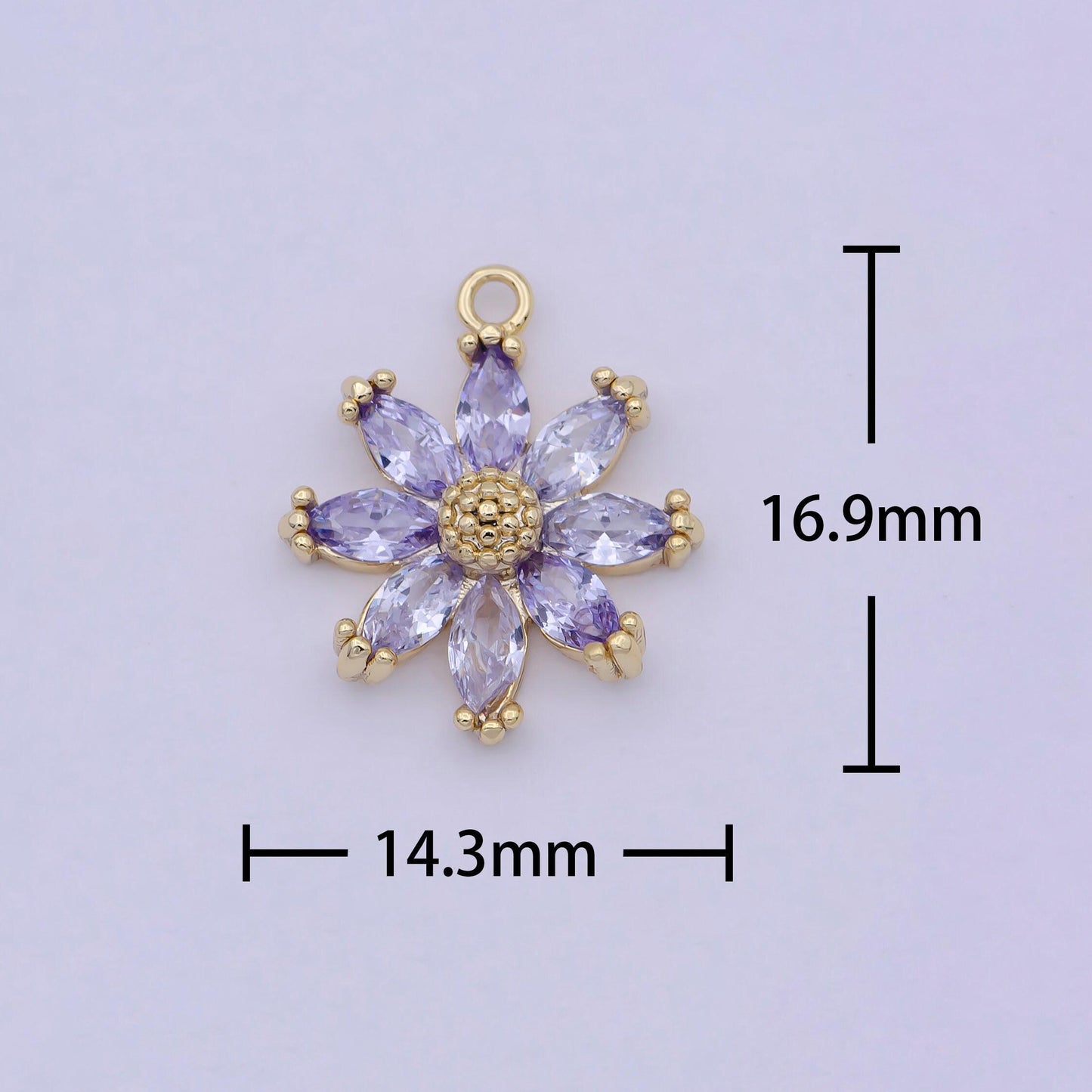 Daisy flower gold charm cz 18k gold plated brass micro pave earrings bracelet necklace diy jewelry making supply c-144