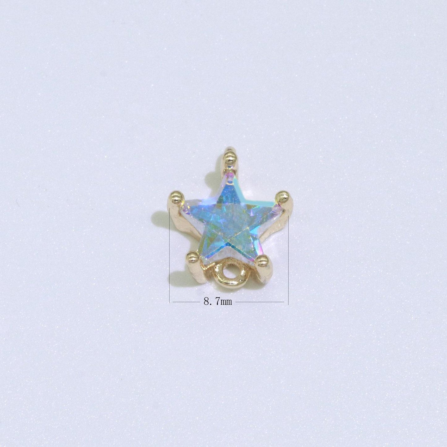 Mini gold filled charms circle star heart cz pendant ab rainbow cz charm, aurore boreale cubic zirconia charm geometric jewelry supply