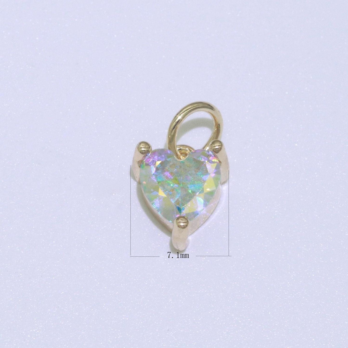 Mini gold filled charms circle star heart cz pendant ab rainbow cz charm, aurore boreale cubic zirconia charm geometric jewelry supply