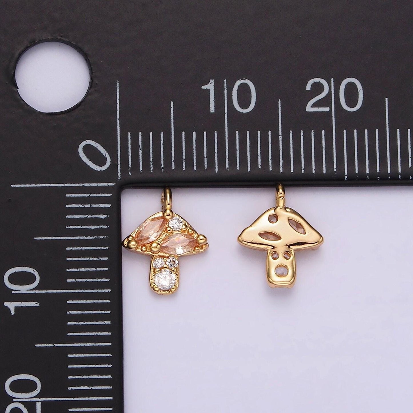 14k gold filled peach marquise cz mushroom nature mini add-on charm shroomie magical inspired jewelry | ag499