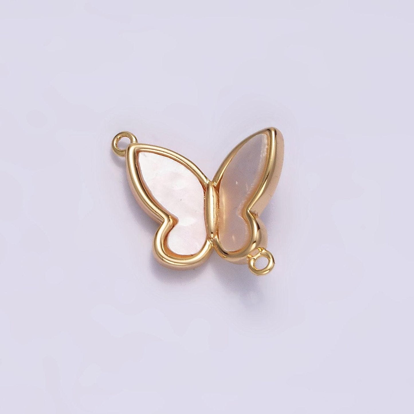 16k gold filled dainty butterfly mariposa shell pearl top charm connector for necklace bracelet component | g-696