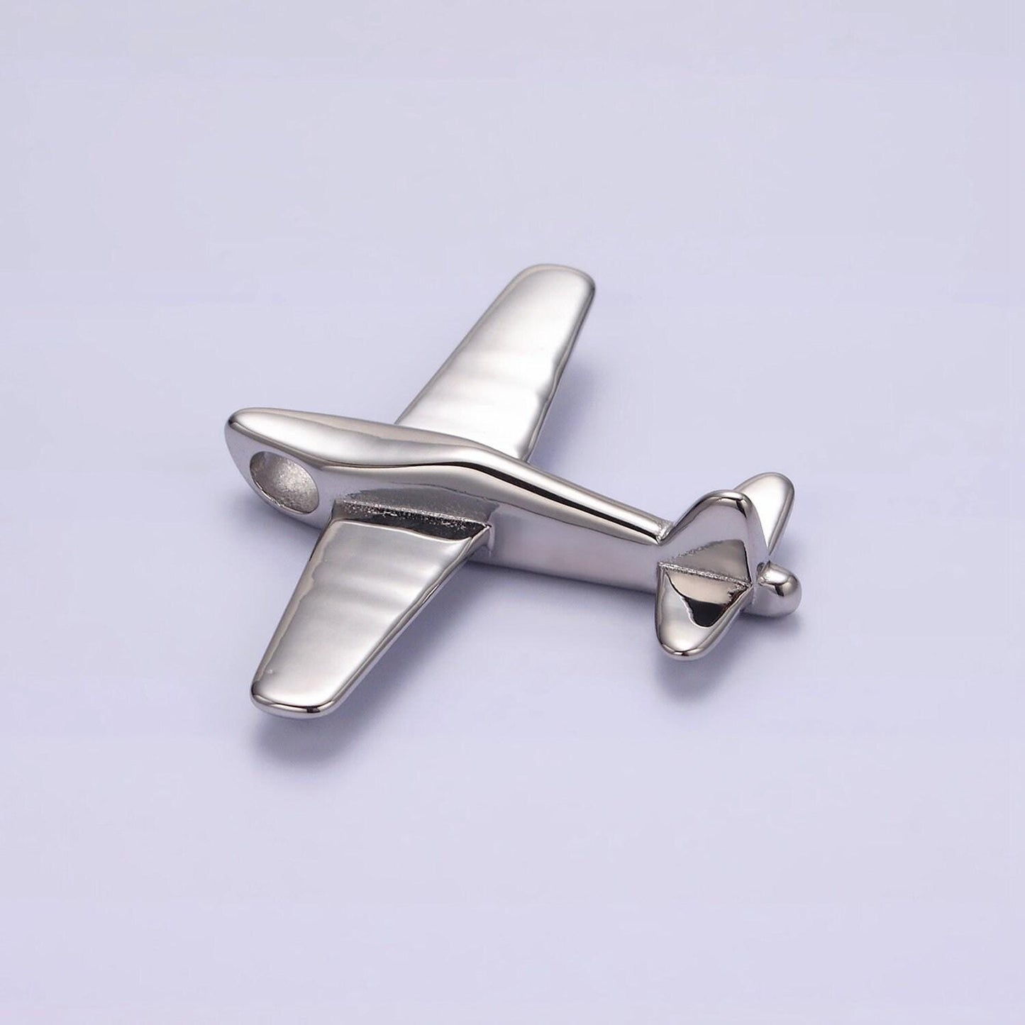 Stainless steel 50mm silver airplane flying aircraft statement pendant | p590