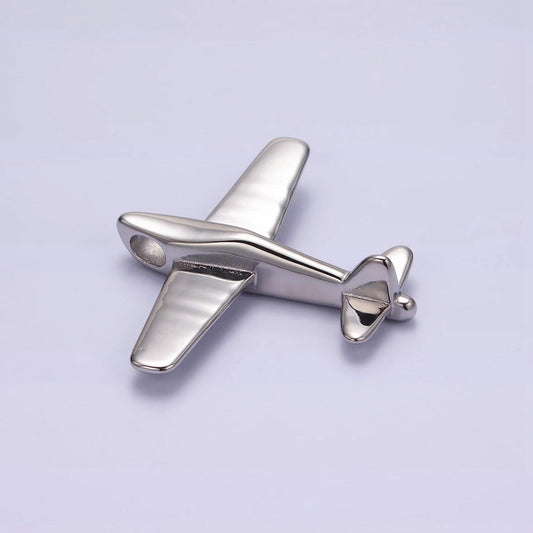 Stainless steel 50mm silver airplane flying aircraft statement pendant | p590