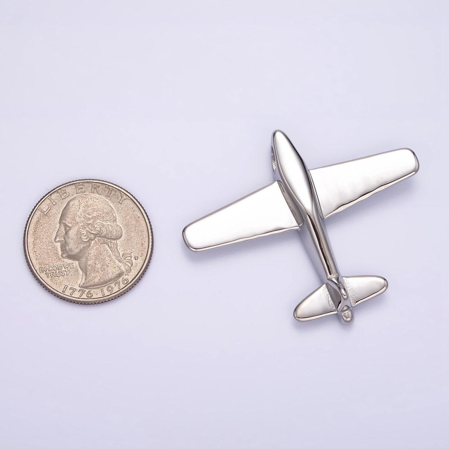 Stainless steel 50mm silver airplane flying aircraft statement pendant | p590