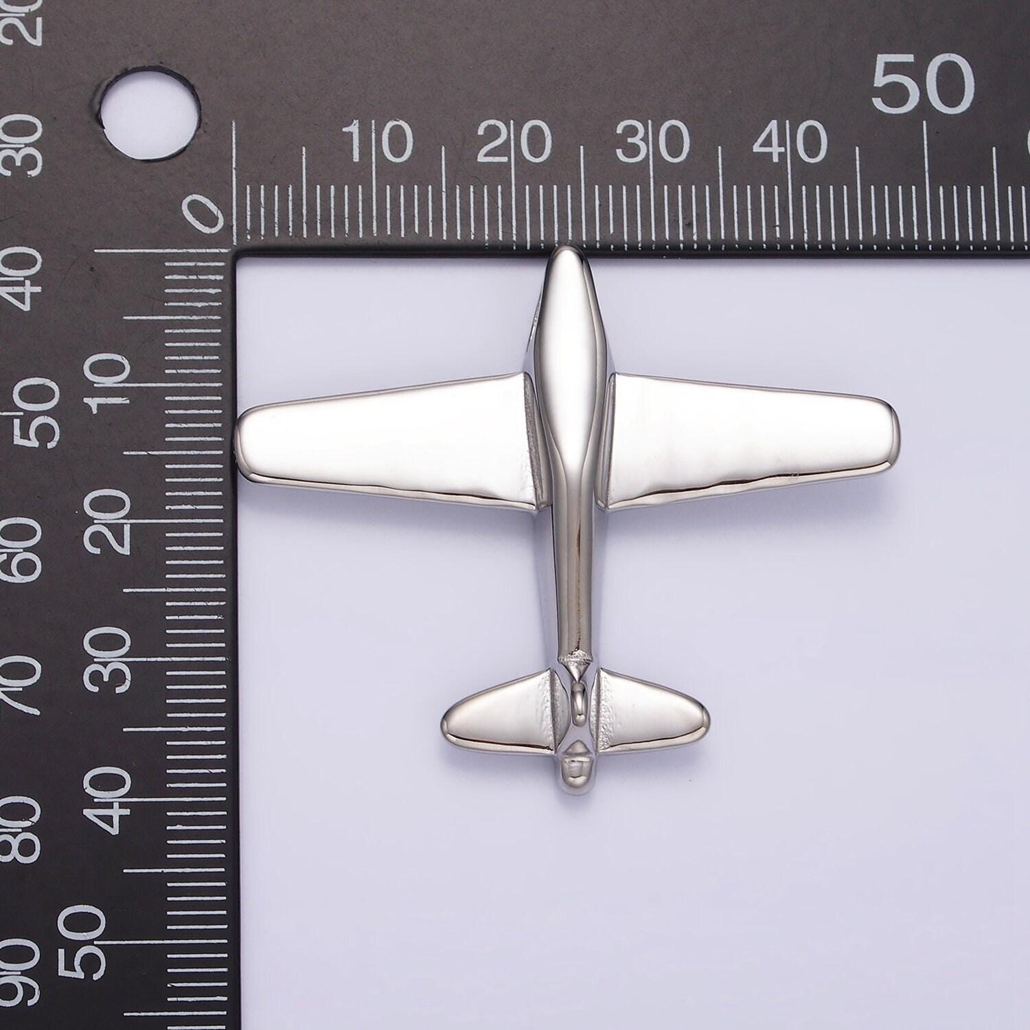 Stainless steel 50mm silver airplane flying aircraft statement pendant | p590