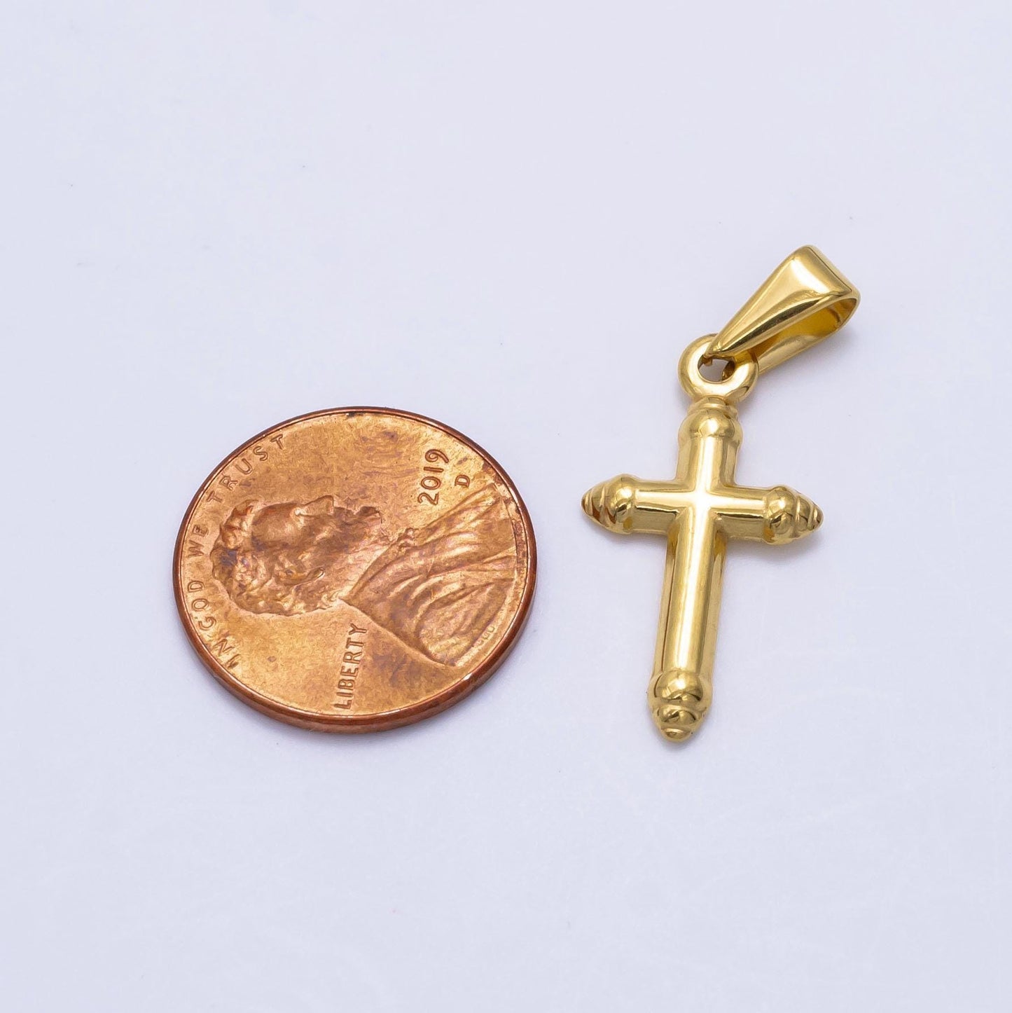 Mini stainless steel cross charm in gold religious pendant for necklace earring lead nickel free tarnish free p1290