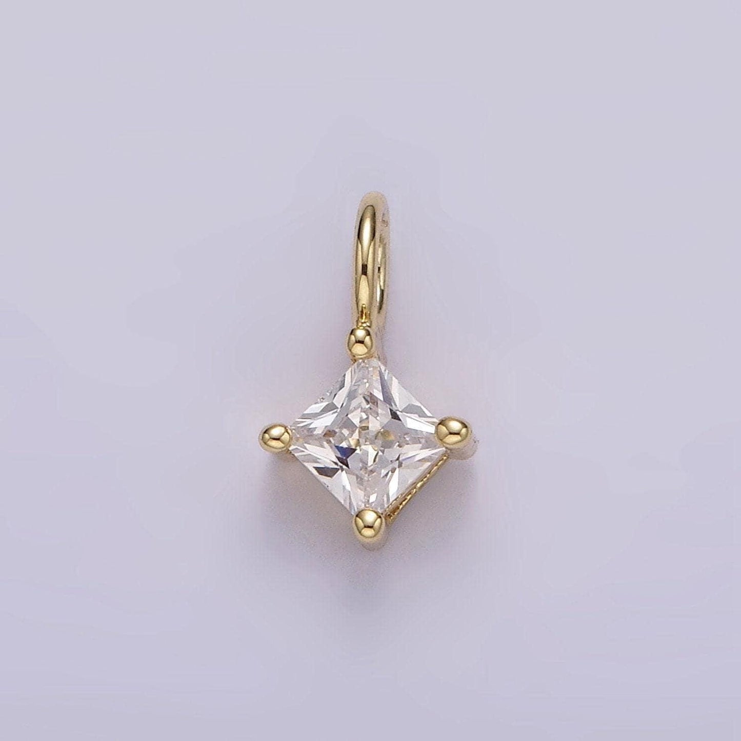 Tiny diamond shape charm, micro pave cz charm, 14k gold filled pendant dainty love minimalist necklace charm for jewelry making ag561