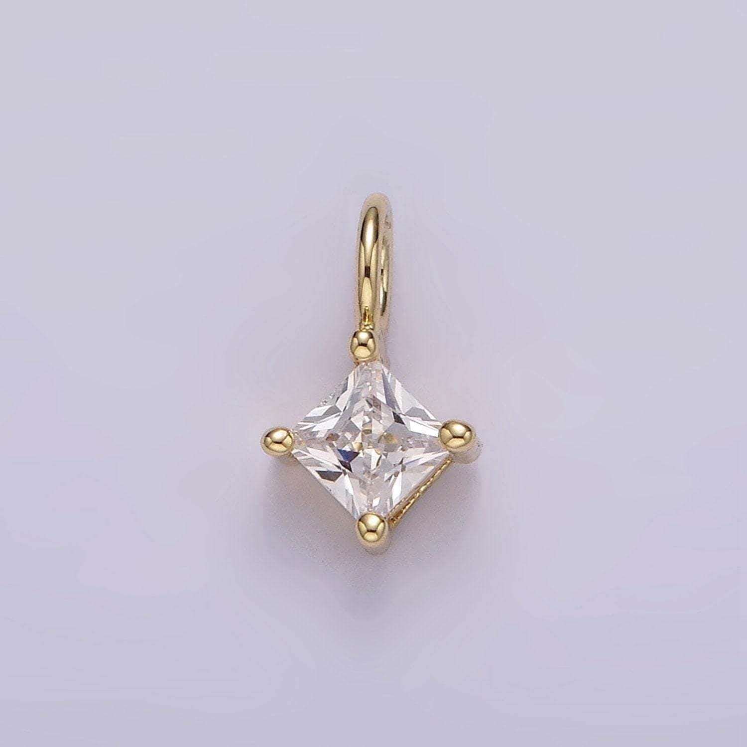 Tiny diamond shape charm, micro pave cz charm, 14k gold filled pendant dainty love minimalist necklace charm for jewelry making ag561