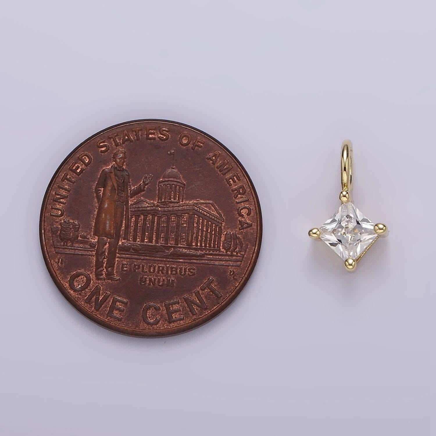 Tiny diamond shape charm, micro pave cz charm, 14k gold filled pendant dainty love minimalist necklace charm for jewelry making ag561