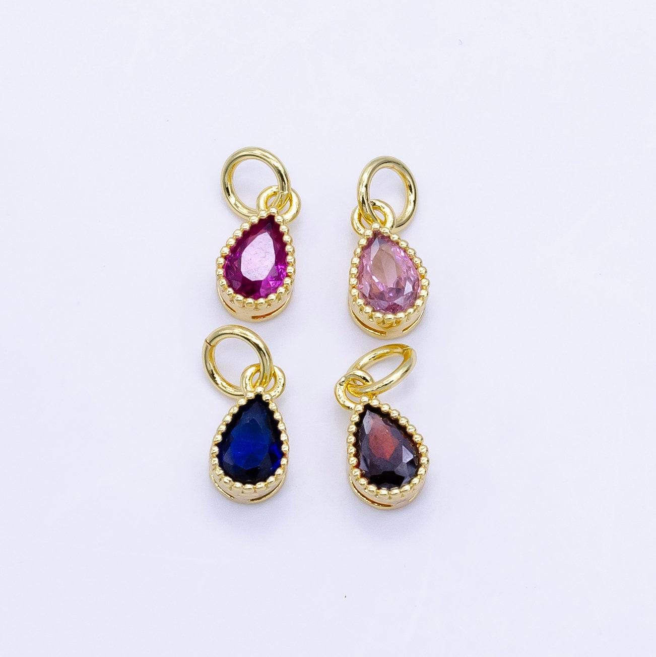 24k gold filled mini teardrop cz clear stone pendant, add on tear drop shape charm dainty crystal cz stone for necklace bracelet supply d613