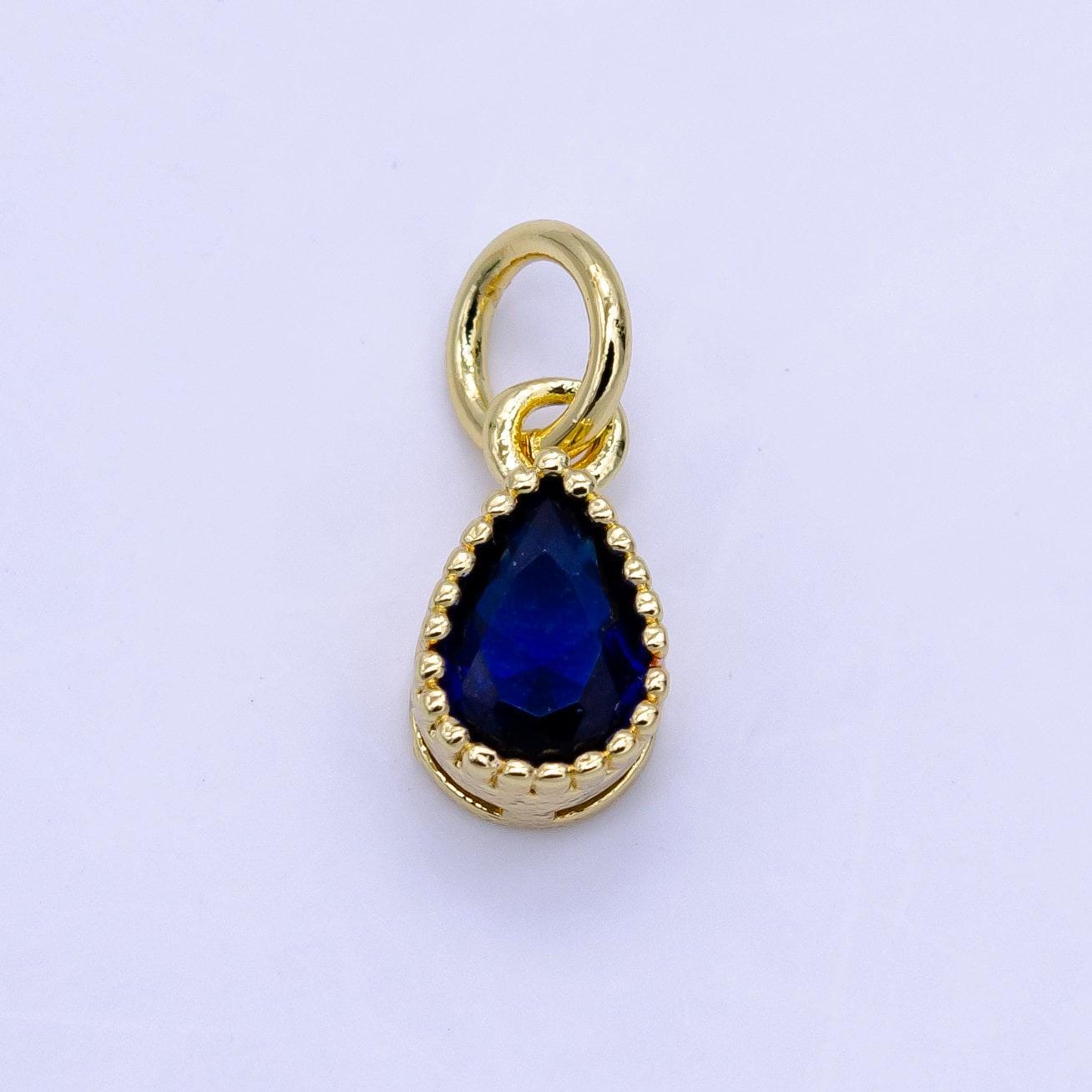 24k gold filled mini teardrop cz clear stone pendant, add on tear drop shape charm dainty crystal cz stone for necklace bracelet supply d613