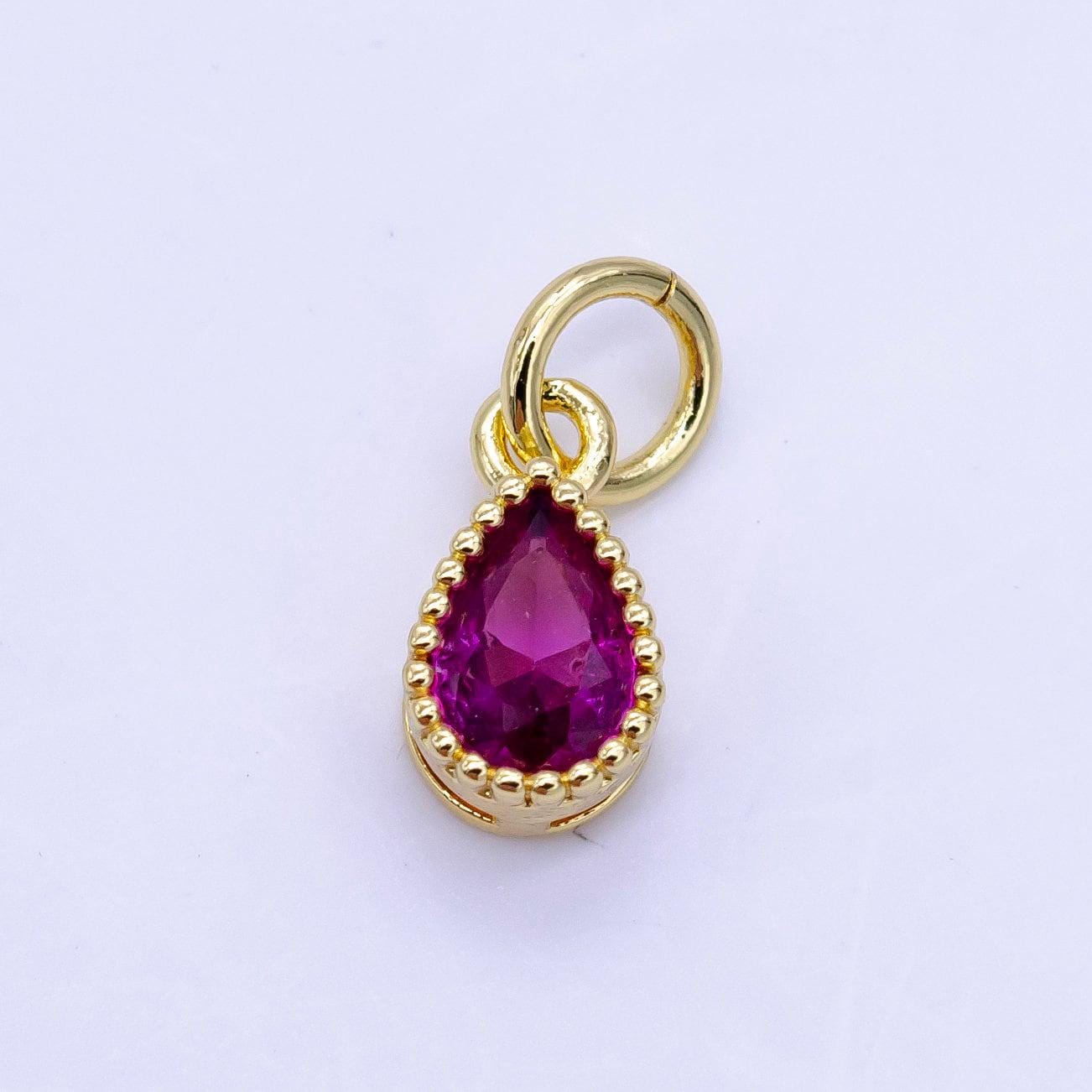 24k gold filled mini teardrop cz clear stone pendant, add on tear drop shape charm dainty crystal cz stone for necklace bracelet supply d613