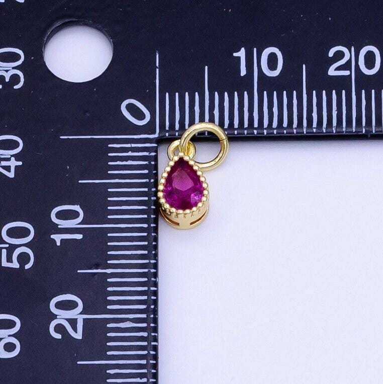 24k gold filled mini teardrop cz clear stone pendant, add on tear drop shape charm dainty crystal cz stone for necklace bracelet supply d613