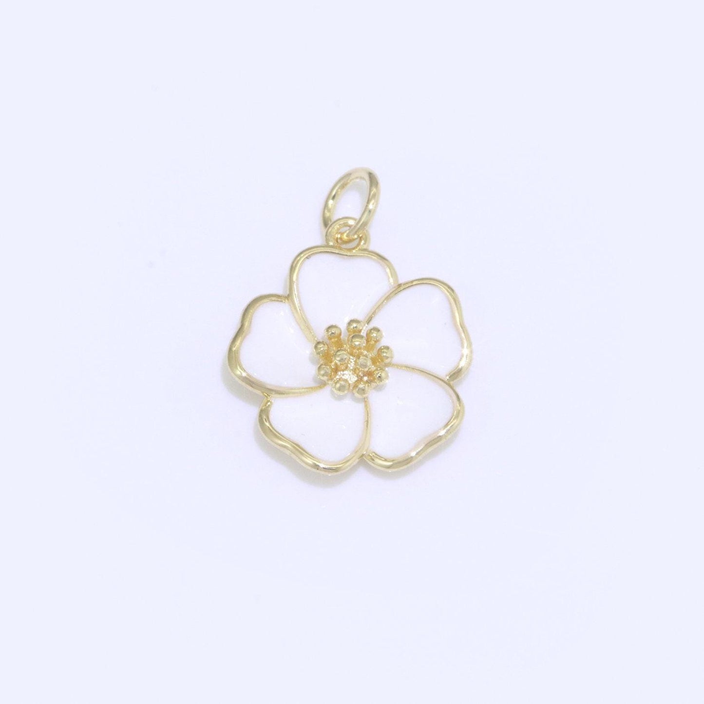 Dainty hibiscus charm tropical flower gold filled enamel charm hawaiian inspired jewelry pendant for necklace bracelet earring makings m-499