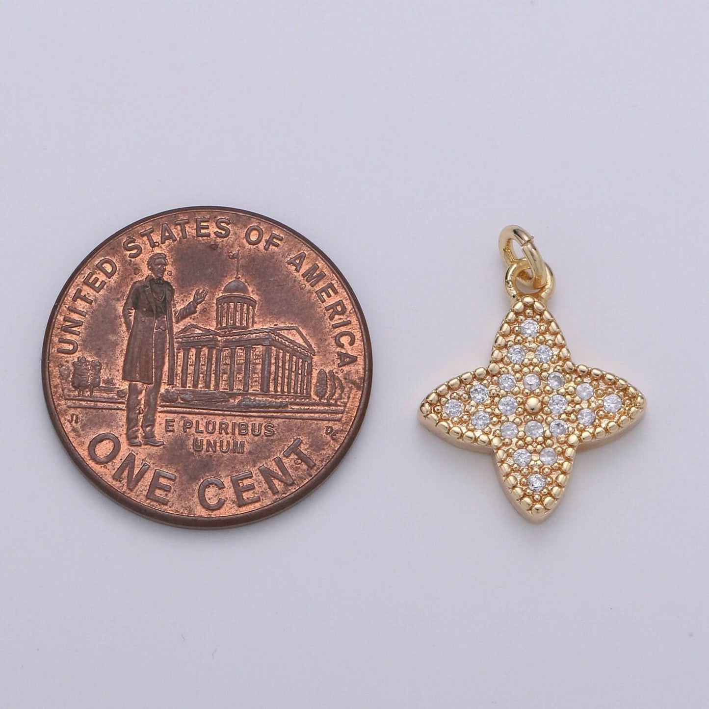 24k gold star charm pendant, gold celestial charms, flower charm necklace, micro pave cz cubic star jewelry inspired