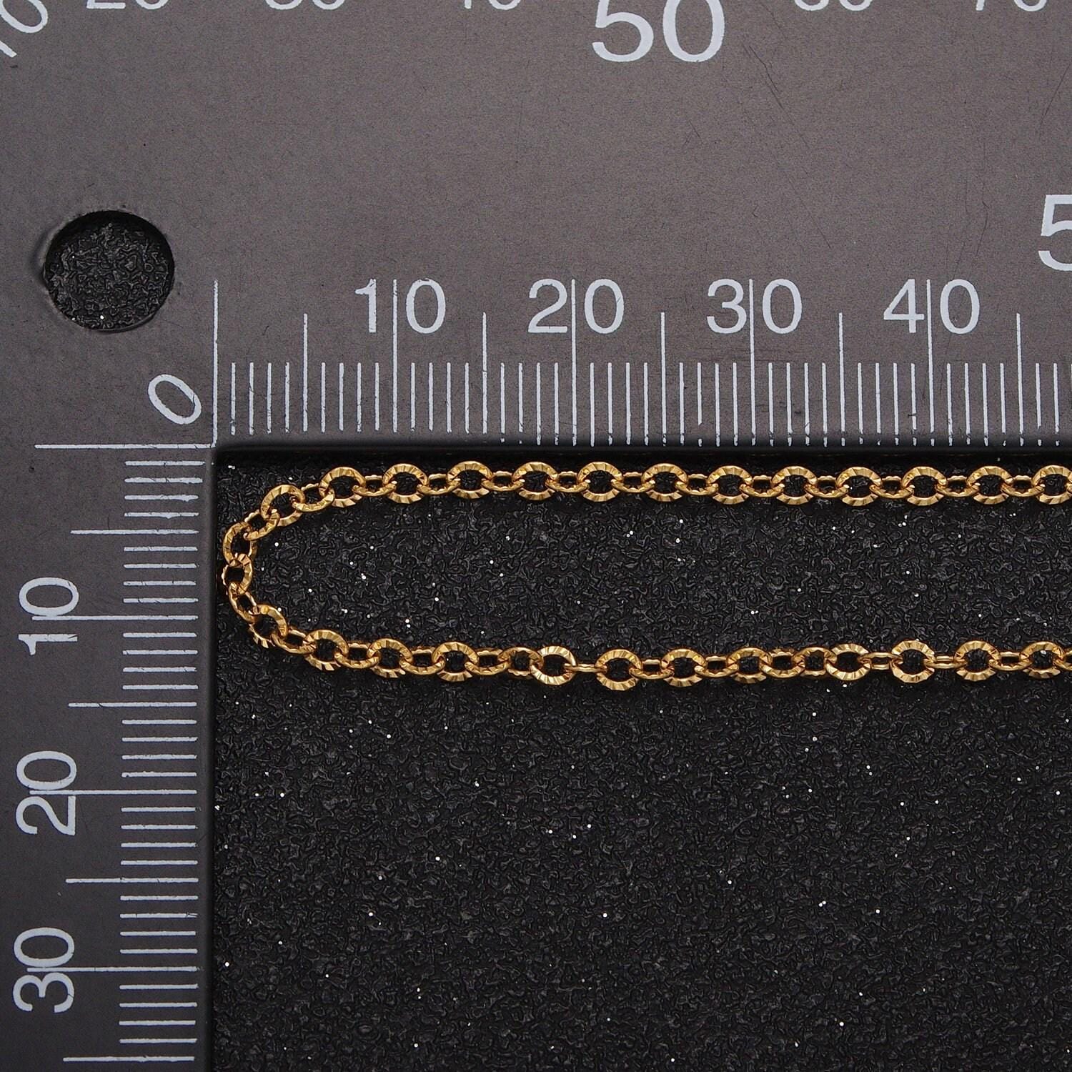 24k gold filled sunburst rolo cable chain, textured 2.2mm width gold & silver jewelry making unfinished chain by yard | roll-937, roll-938