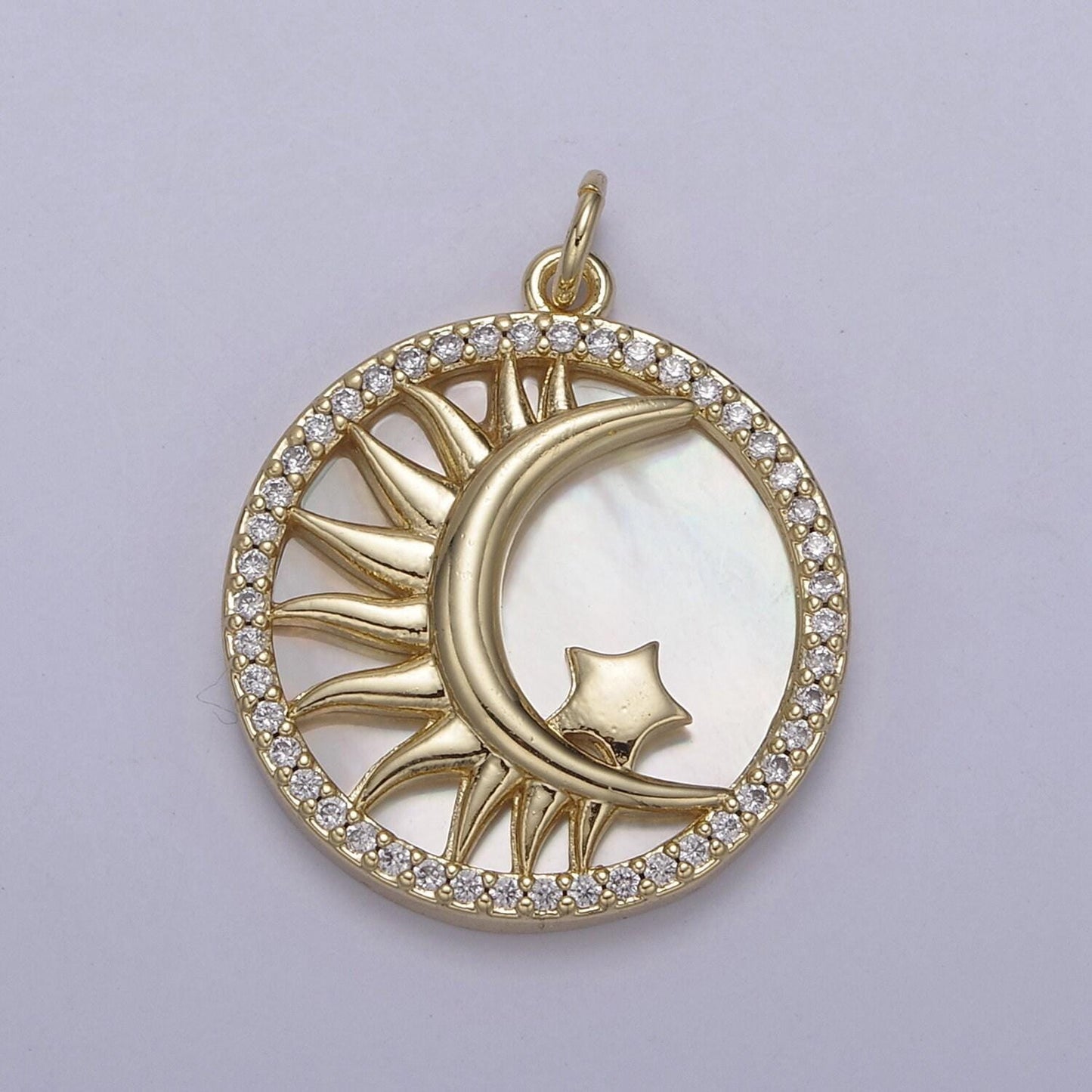 14k gold filled pearl, tiger eye, abalone shell charm pendant crescent moon star charm for celestial necklace bracelet jewelry making n-700
