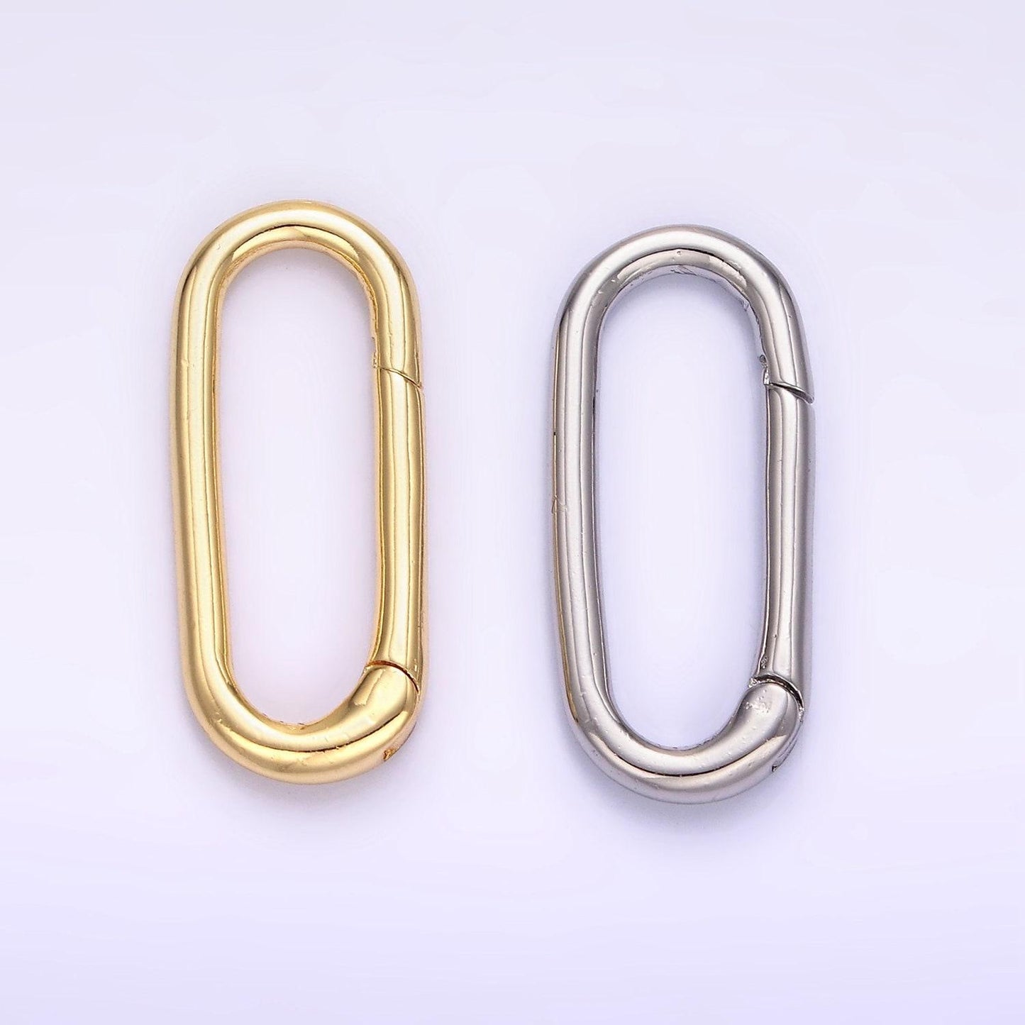 Wholesale long oval gold enhancer charm holder gold push gate clasp multi charm holder for jewelry making supply z802