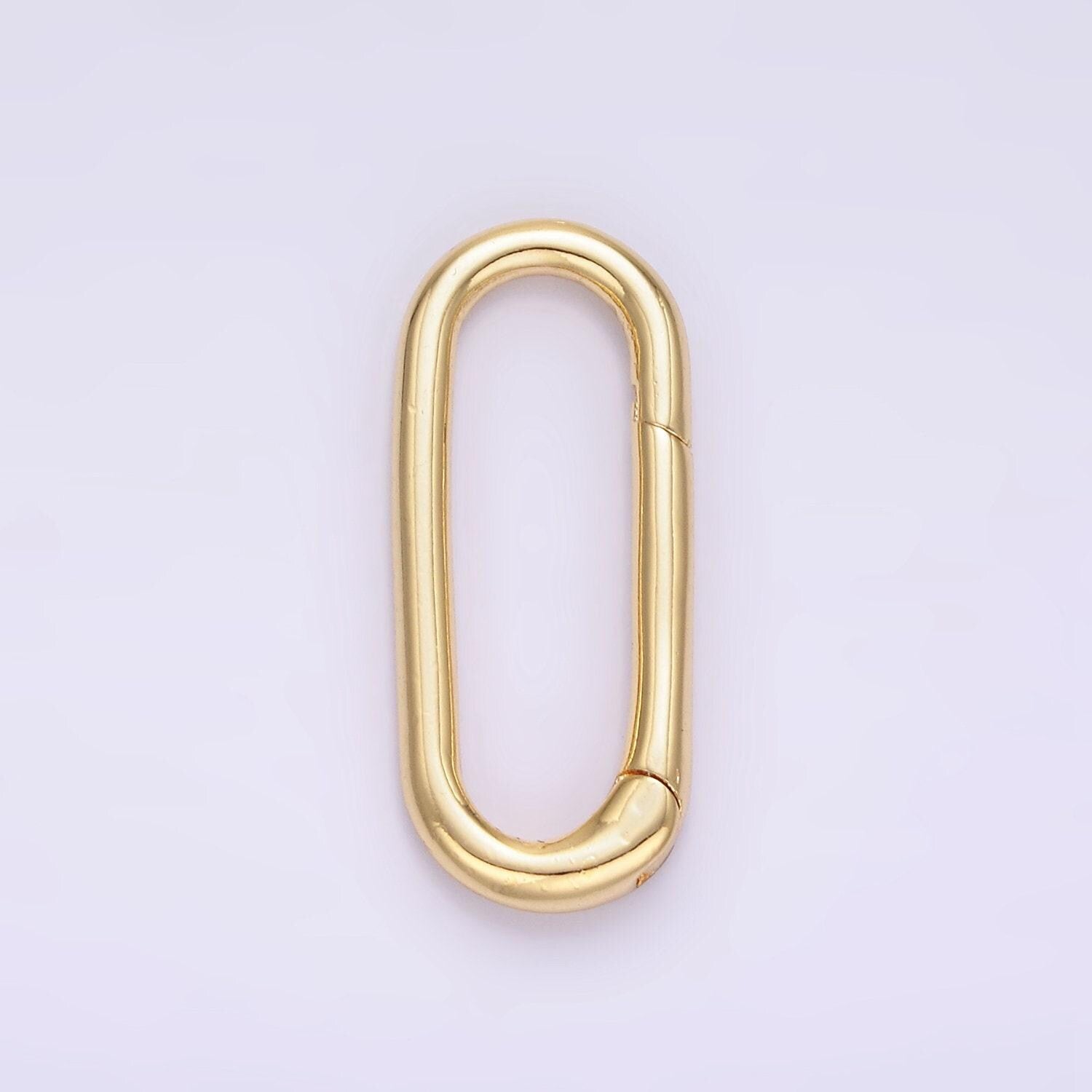 Wholesale long oval gold enhancer charm holder gold push gate clasp multi charm holder for jewelry making supply z802