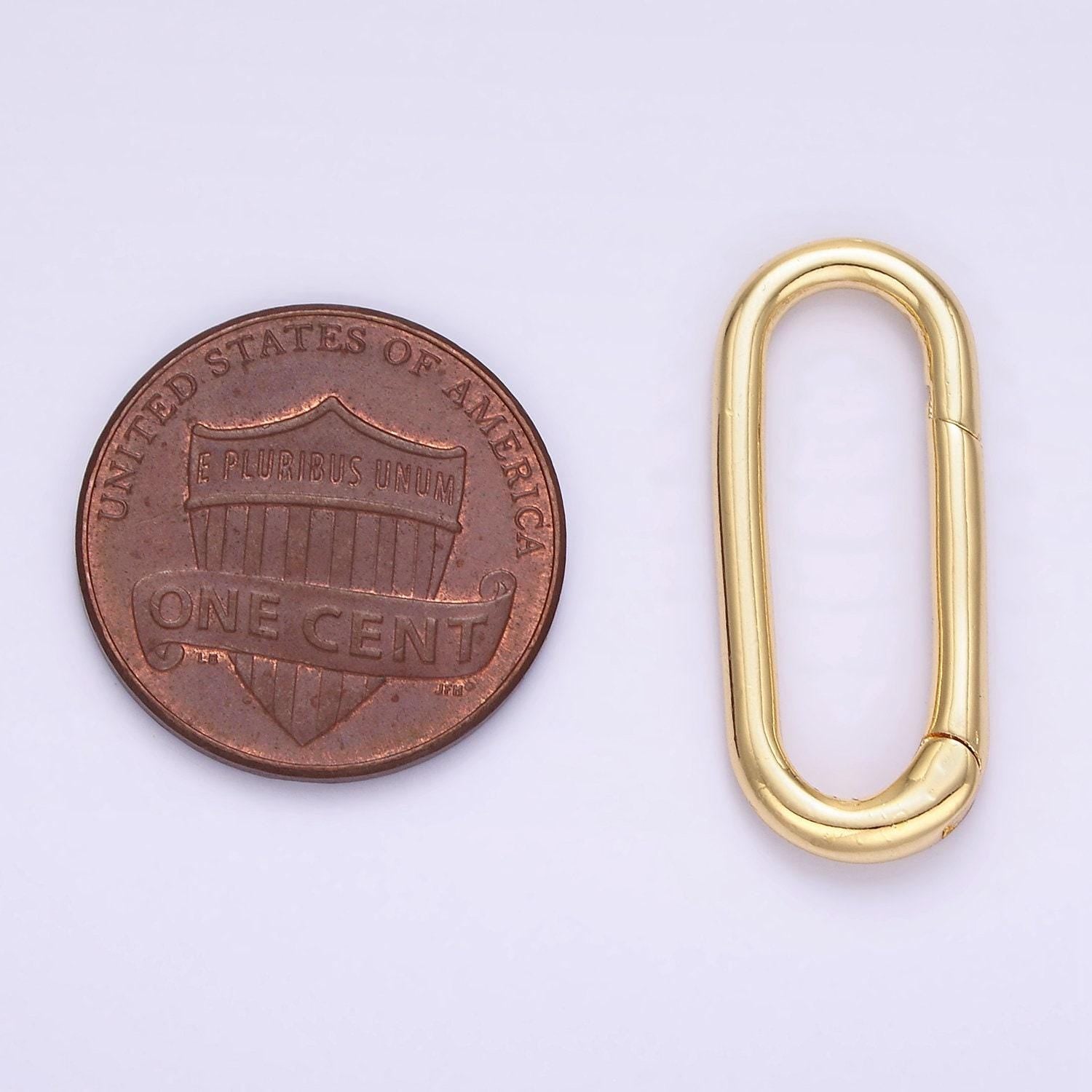 Wholesale long oval gold enhancer charm holder gold push gate clasp multi charm holder for jewelry making supply z802