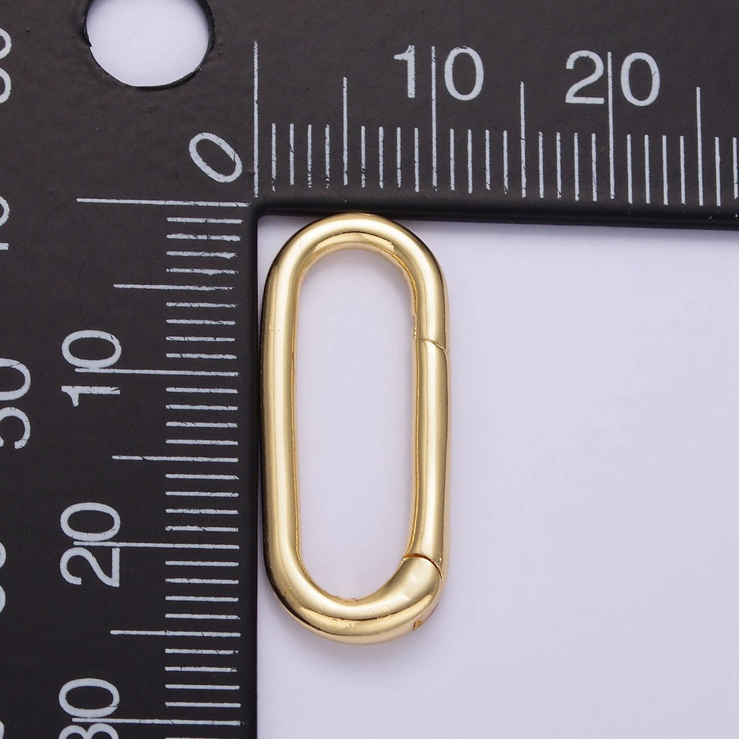 Wholesale long oval gold enhancer charm holder gold push gate clasp multi charm holder for jewelry making supply z802